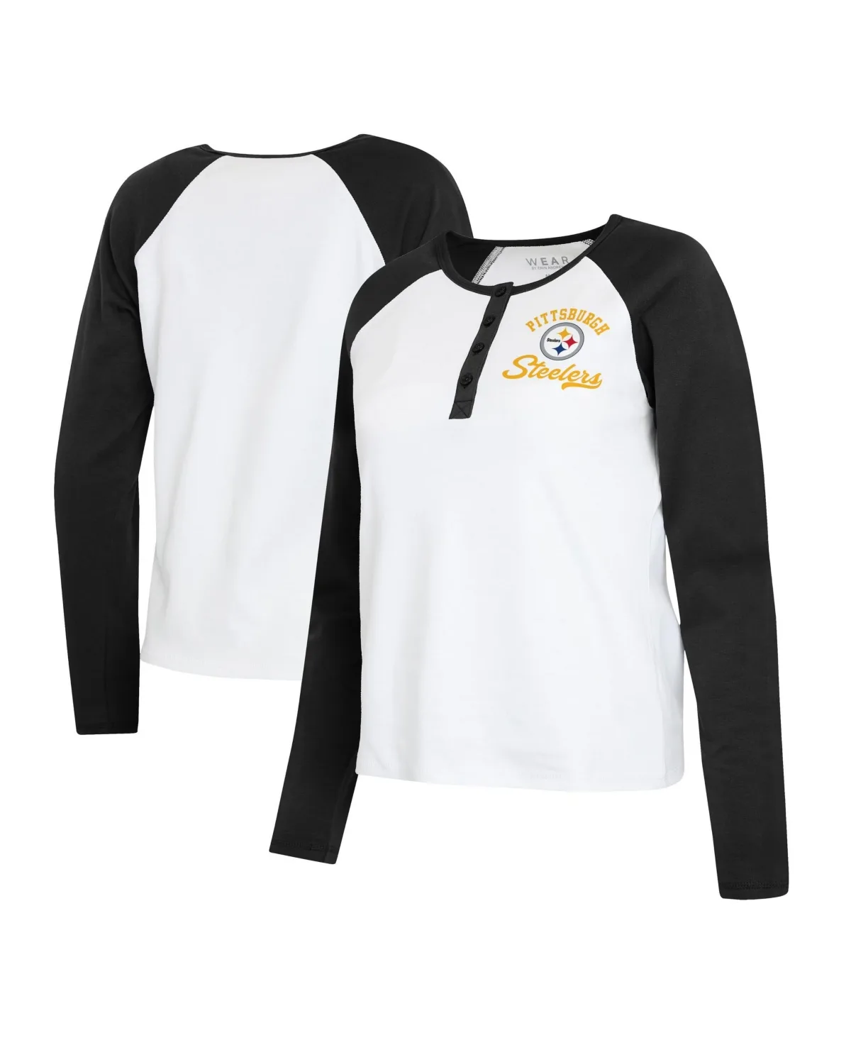 Pittsburgh Steelers Henley Raglan Long-Sleeve T-Shirt by Wear by Erin Andrews