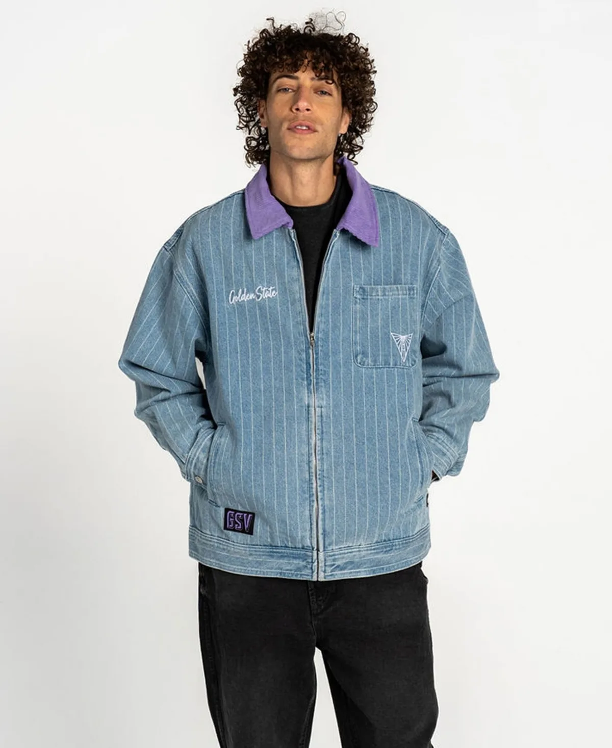 Golden State Valkyries Conductor Denim Full-Zip Corduroy-Collar Jacket by The Wild Collective