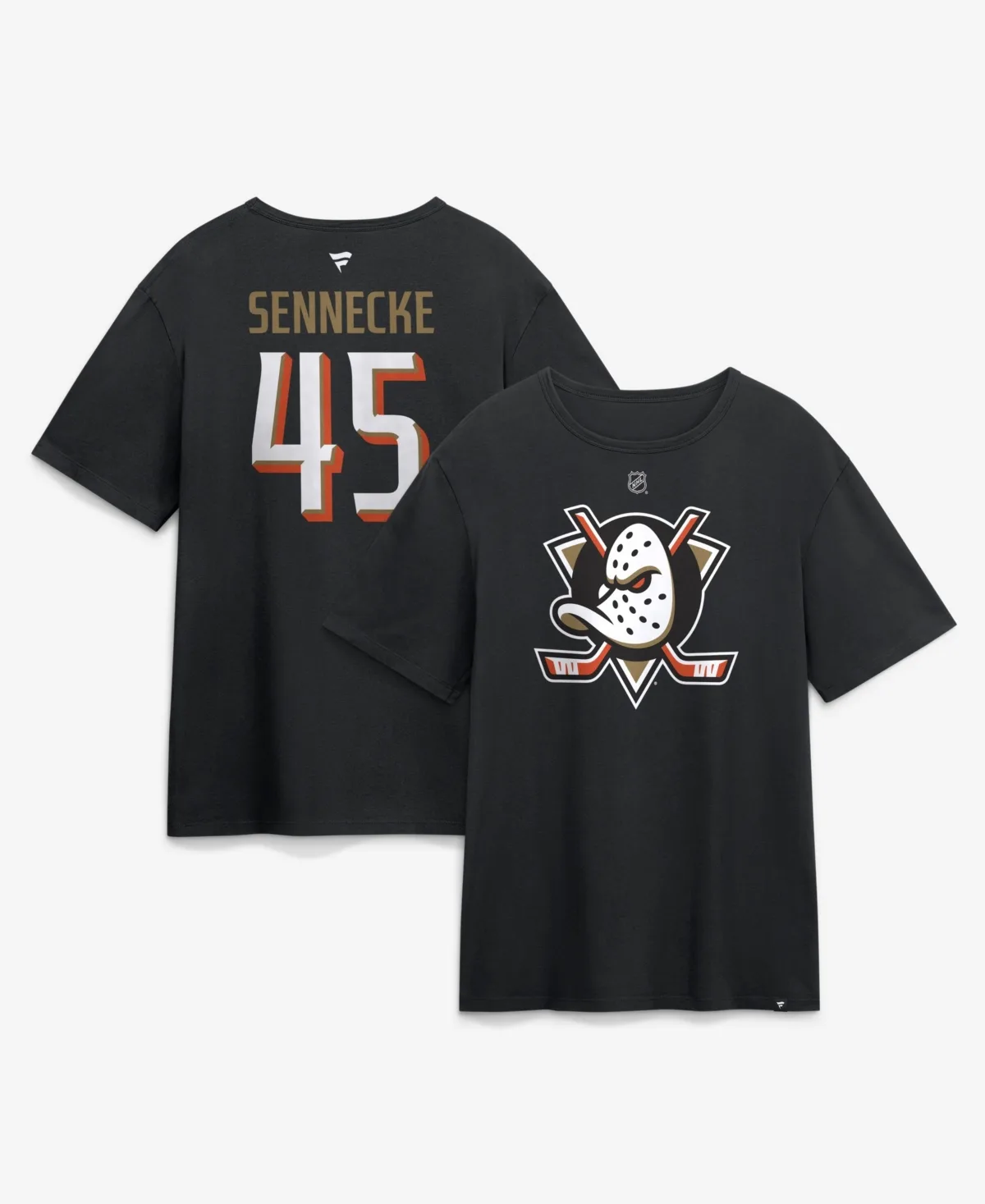 Beckett Sennecke Anaheim Ducks Authentic Stack Name & Number T-Shirt by Fanatics