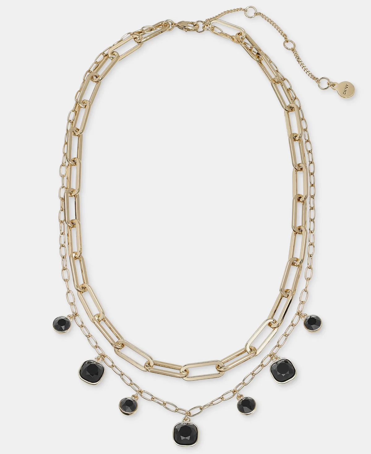 Glass Crystal Gold-Tone 2 Row Charm Necklace by DKNY