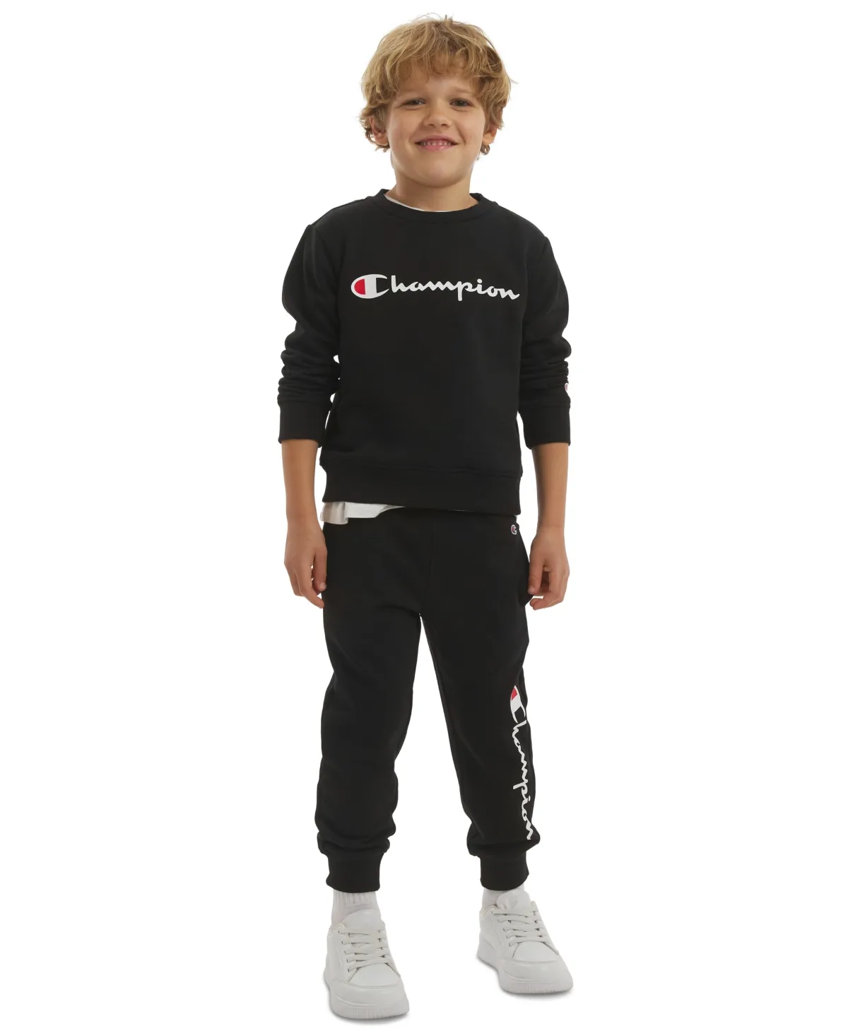 Signature Logo Fleece Long-Sleeve Sweatshirt and Joggers, 2-Piece Set by Champion