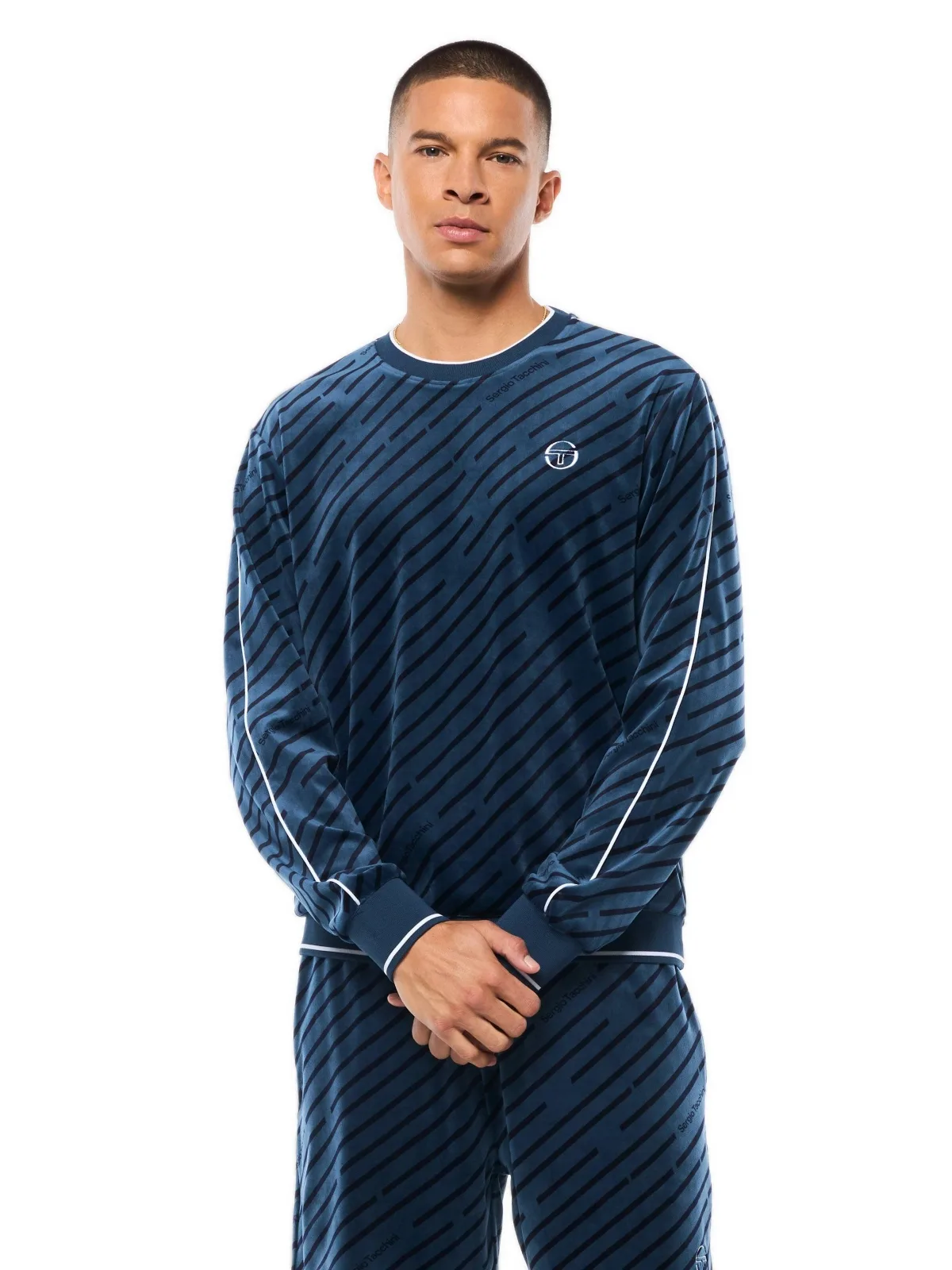 Obliquo Velour Crewneck by Sergio Tacchini