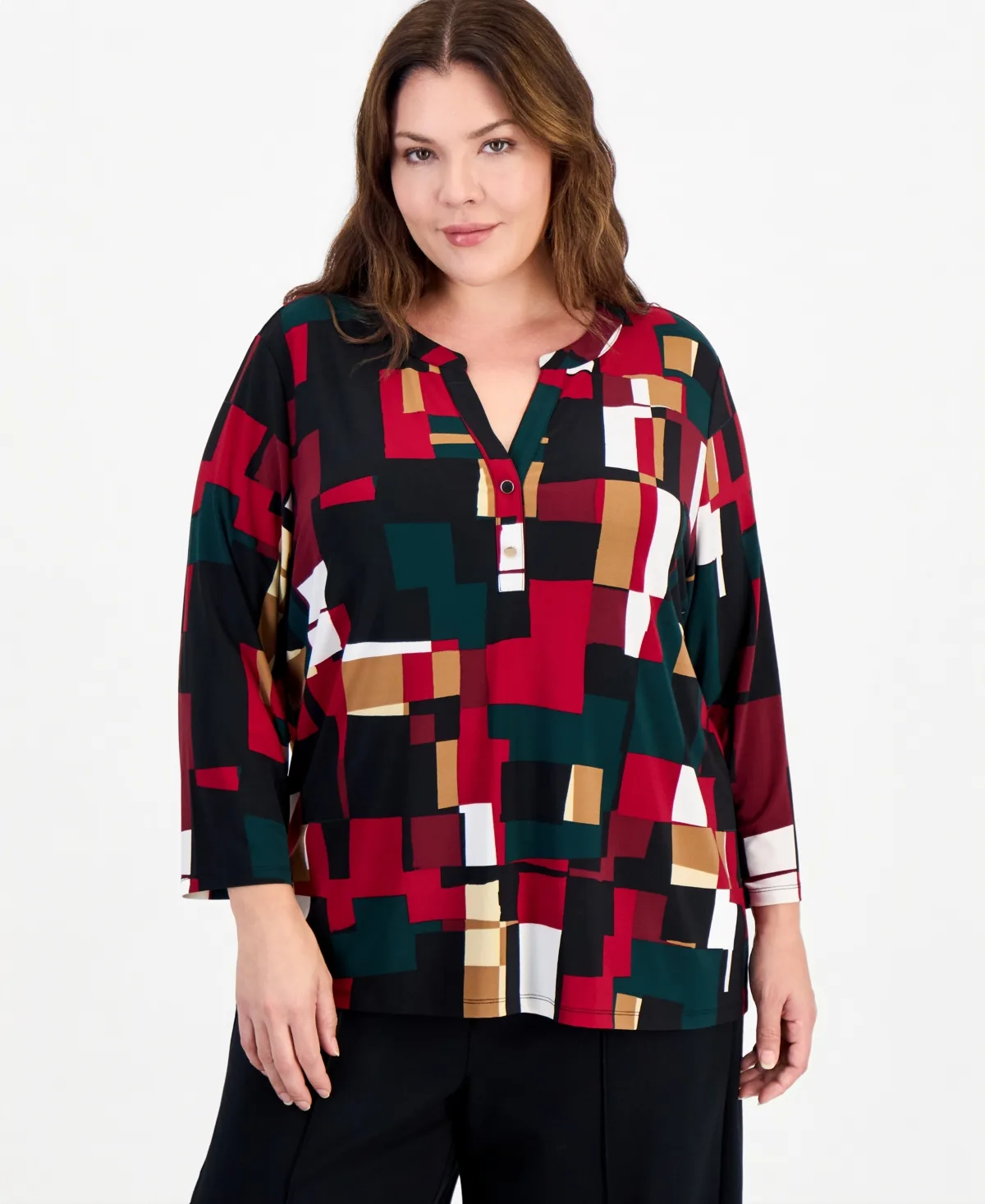 Essentials Henley 3/4-Sleeve Top
