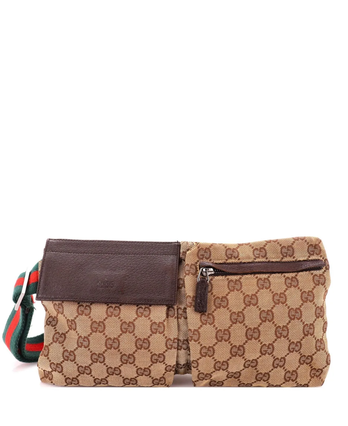 Pre-Owned Gucci Vintage Double Belt Bag GG Canvas, 11W x 5.5H x 1D by Gucci