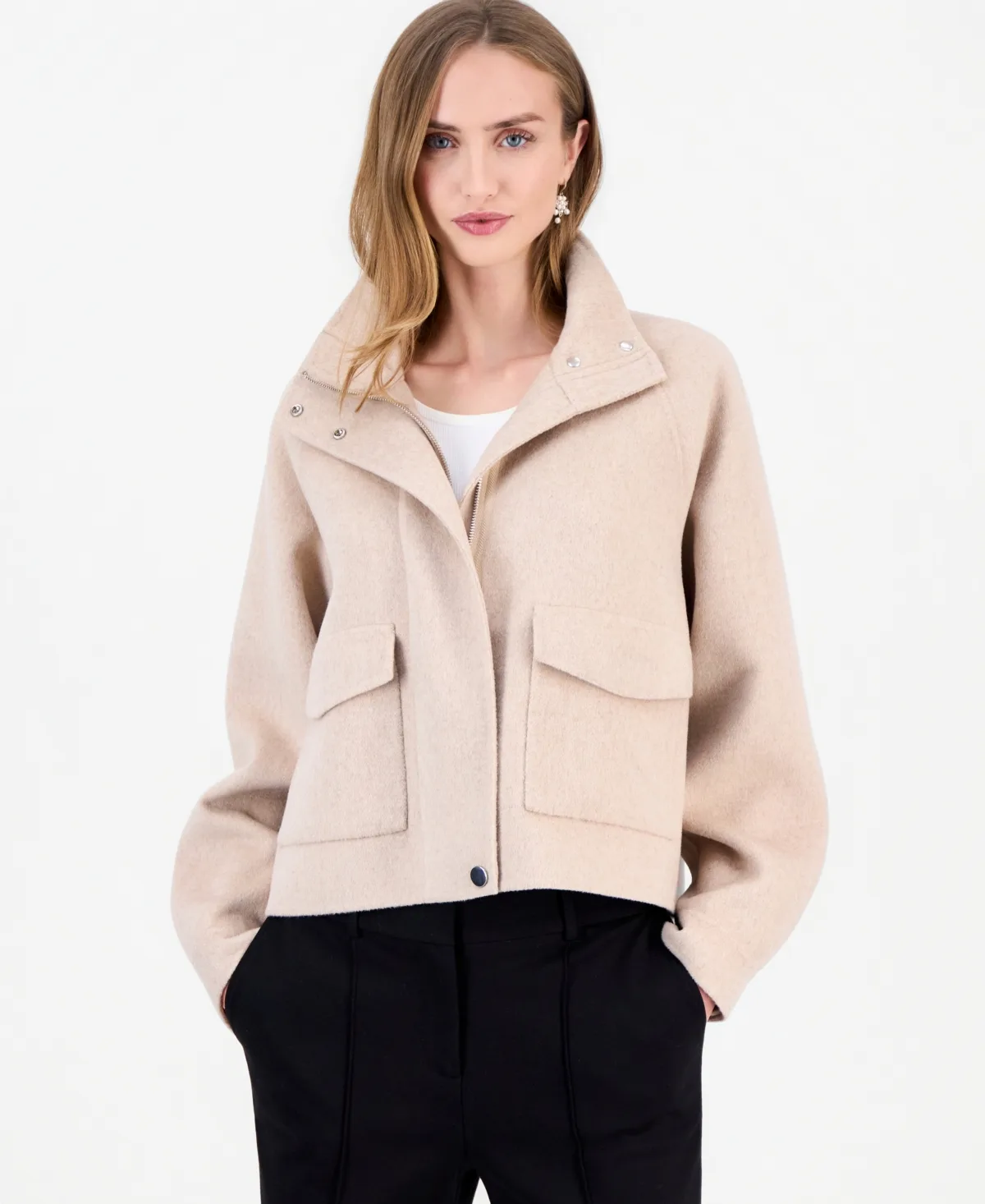 Eden Funnel Neck Wool-Blend Jacket by Elie Tahari