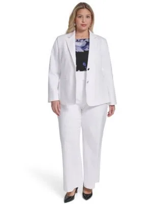 Two Button Cotton Jacket Wide Leg Cotton Pant by Calvin Klein