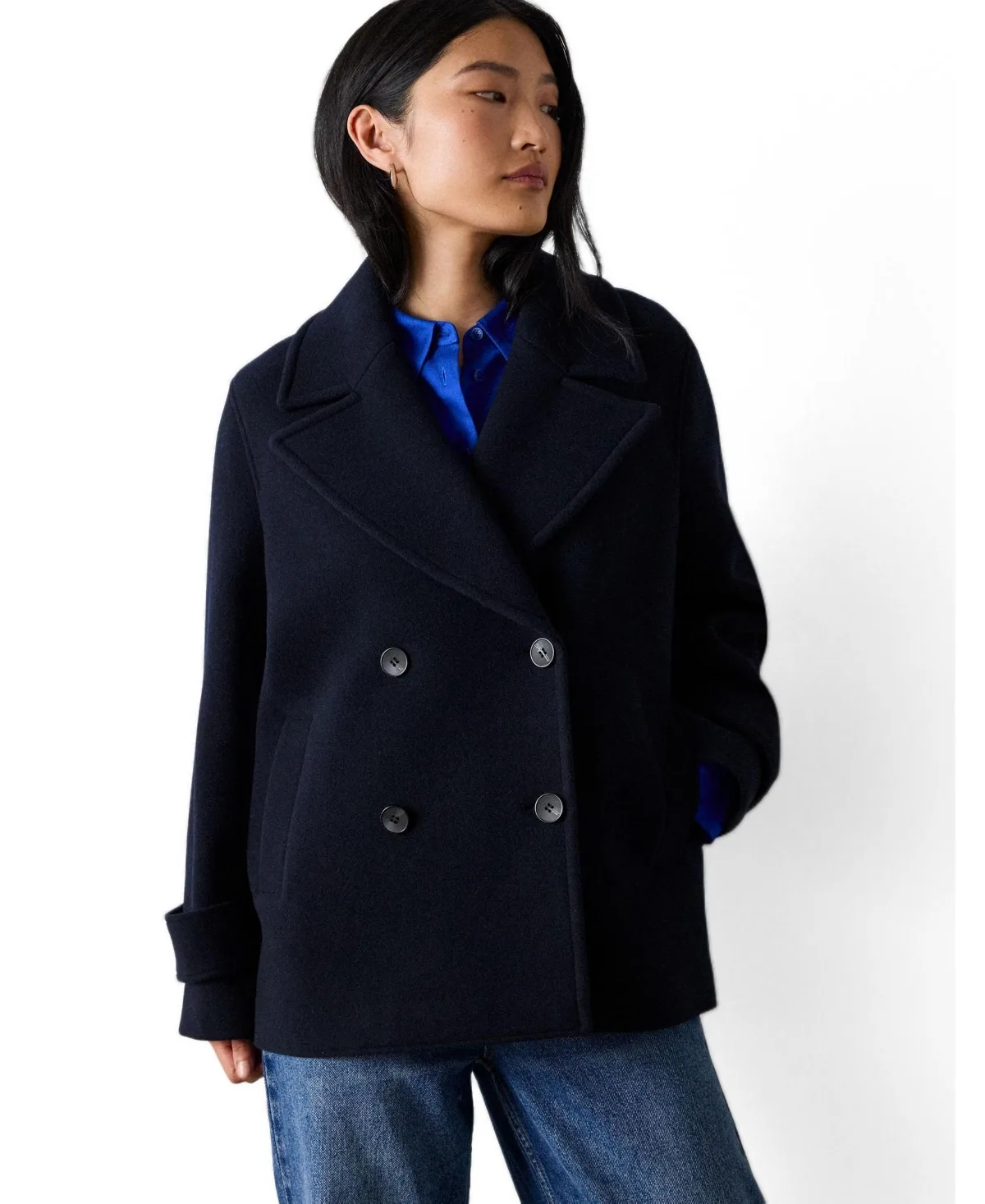 Wool Blend Double Breasted Collard Coat by Whistles