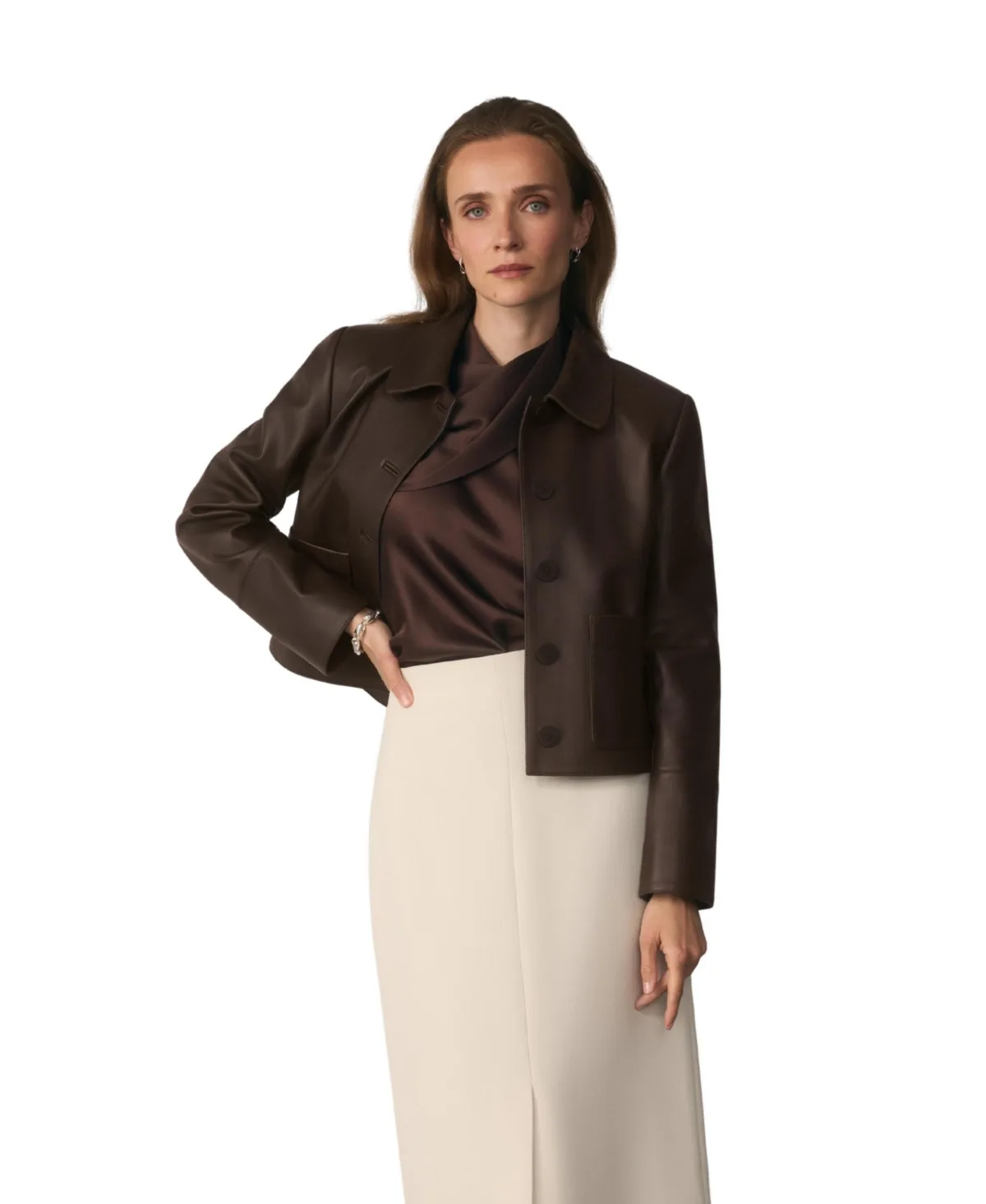Orsini Leather Structured Cropped Jacket by The Fold