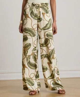 Lauren Ralph Lauren Mid Rise Rope Print Twill Wide Leg Pants by Ralph Lauren