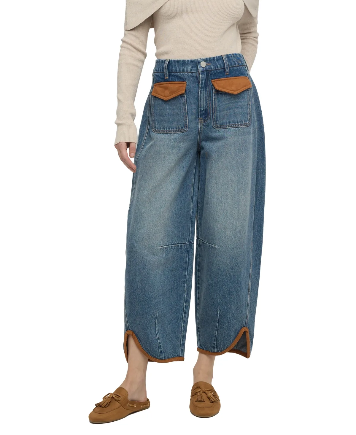 Going West High-Waisted Medium-Rinse Wide-Leg Jeans by Blank