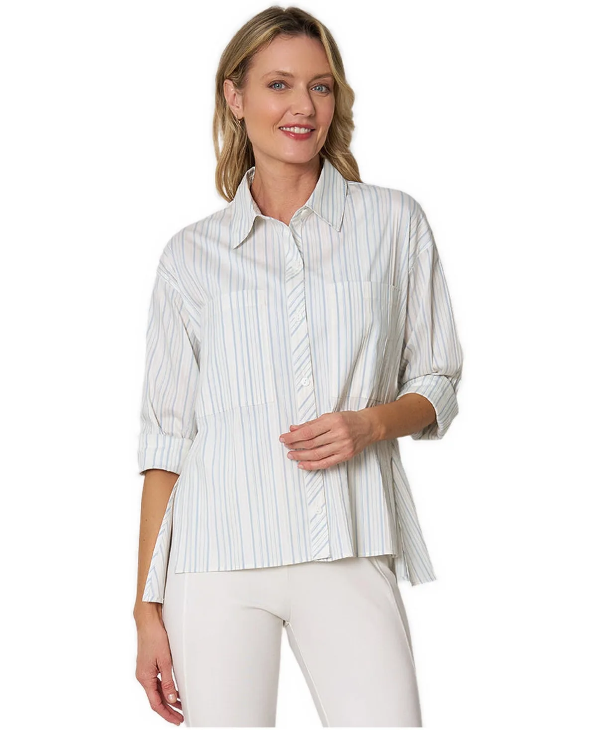 Oversized Yarn Dye Stripe Wear Anywhere Shirt