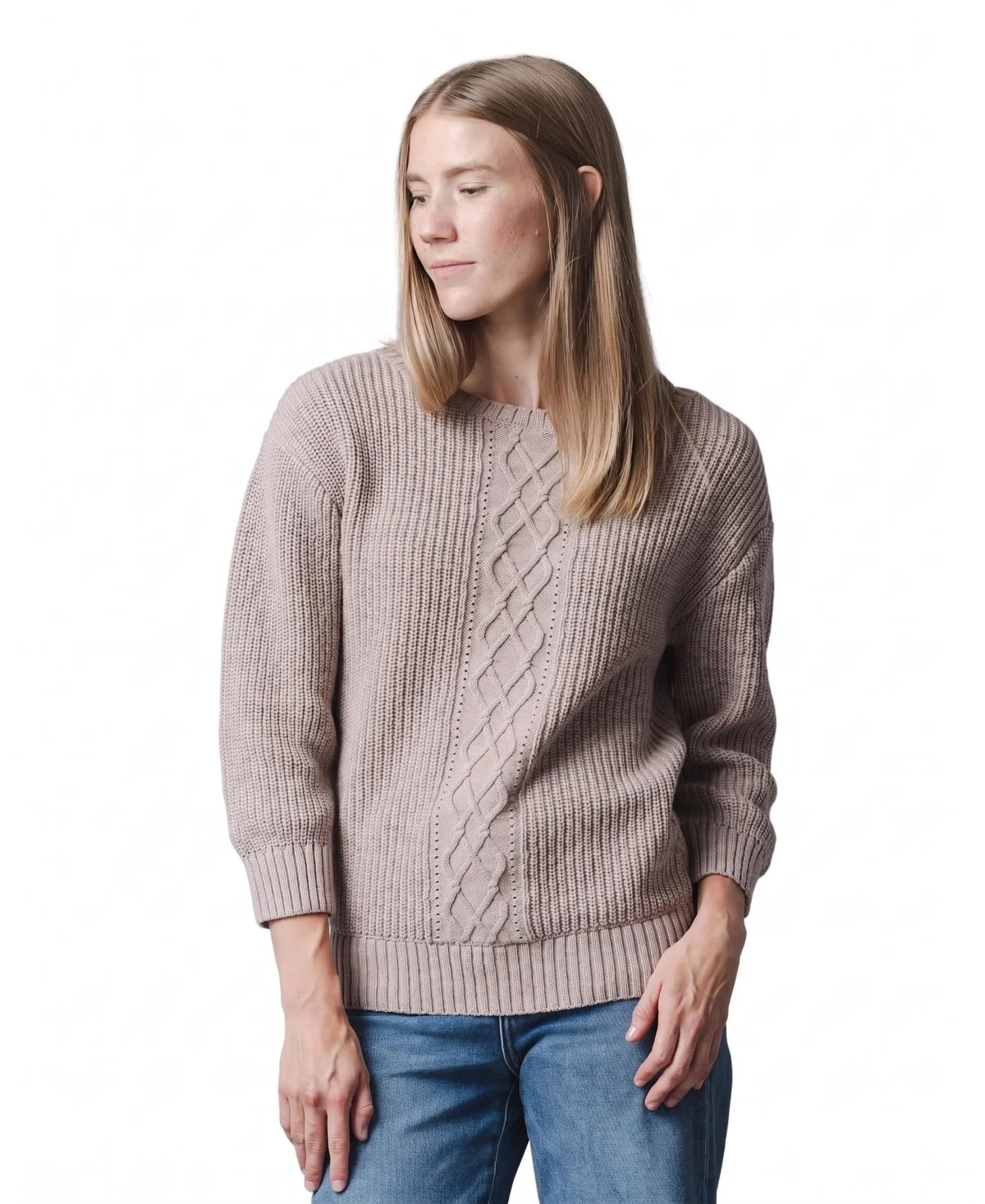 Boatneck Cable-Knit Sweater by Hope & Henry