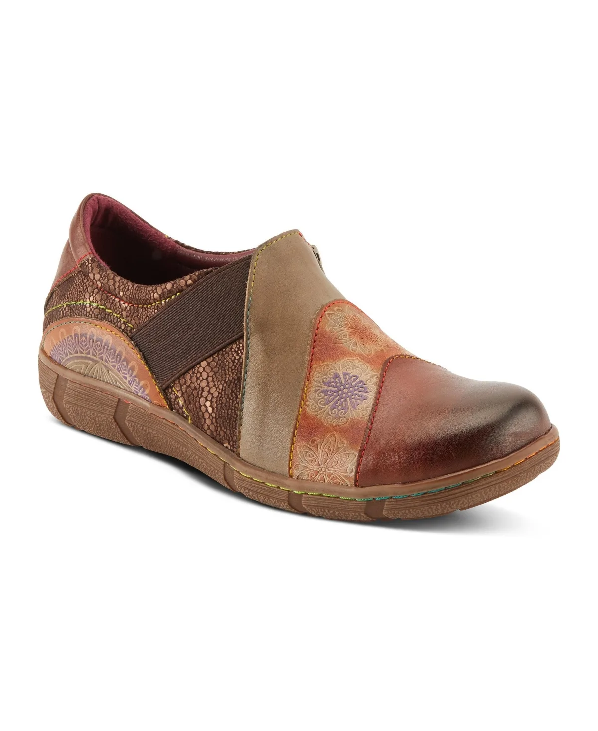 Lata Hand-Painted Closed Back Shoe with Removable Footbed and Geometric Multicolor Design by Lartiste