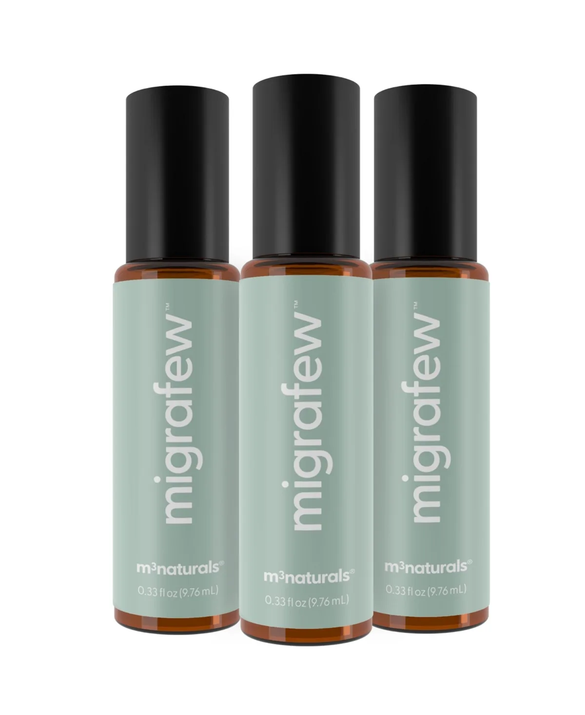 MigraFew Aromatherapy Roll-On with Peppermint Spearmint and Lavender Essential Oils 9.76 Milliliter Pack of 3 by M3