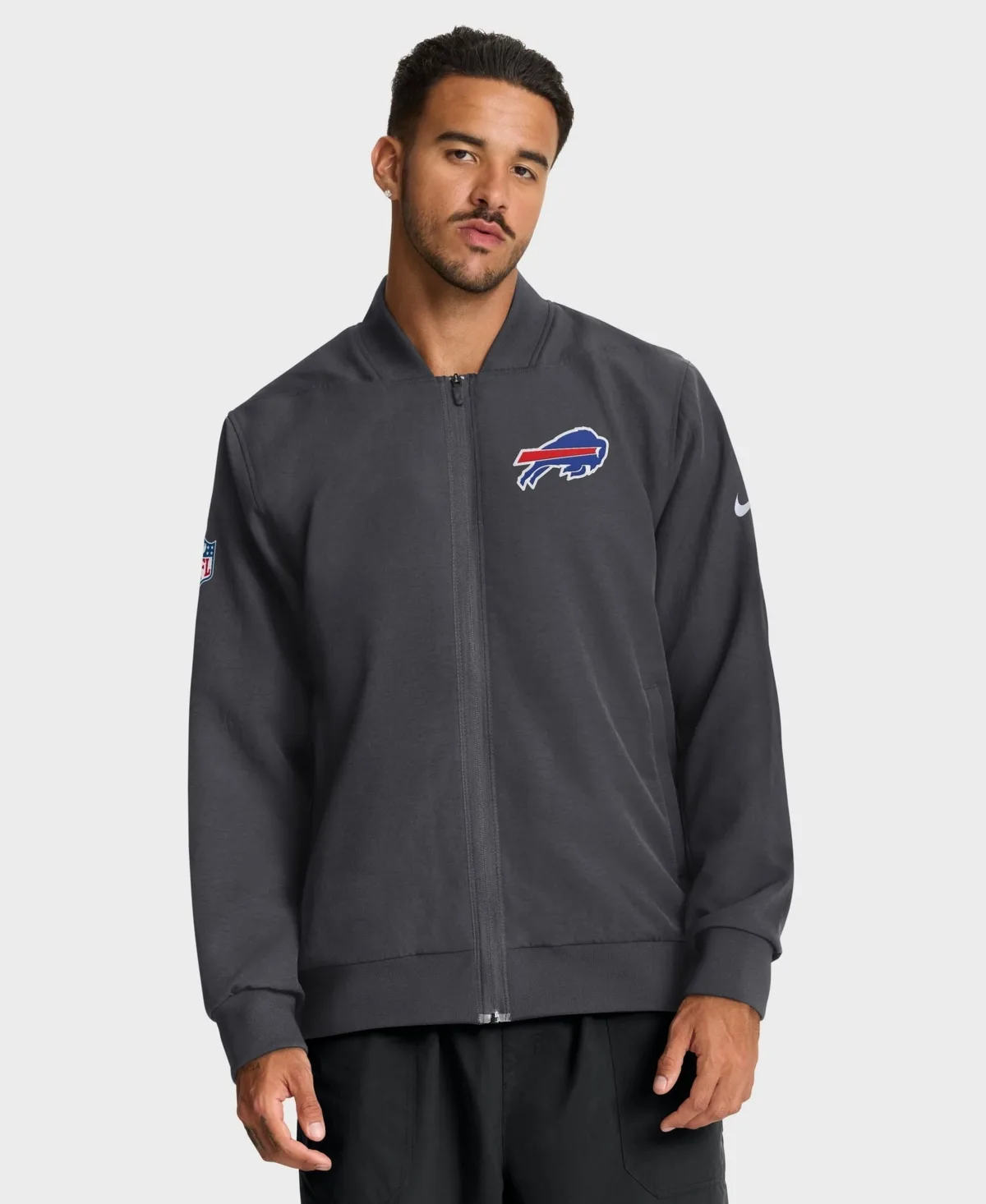 Buffalo Bills Sideline Powerful Blocking Full-Zip Dri-Fit Bomber Jacket by Nike