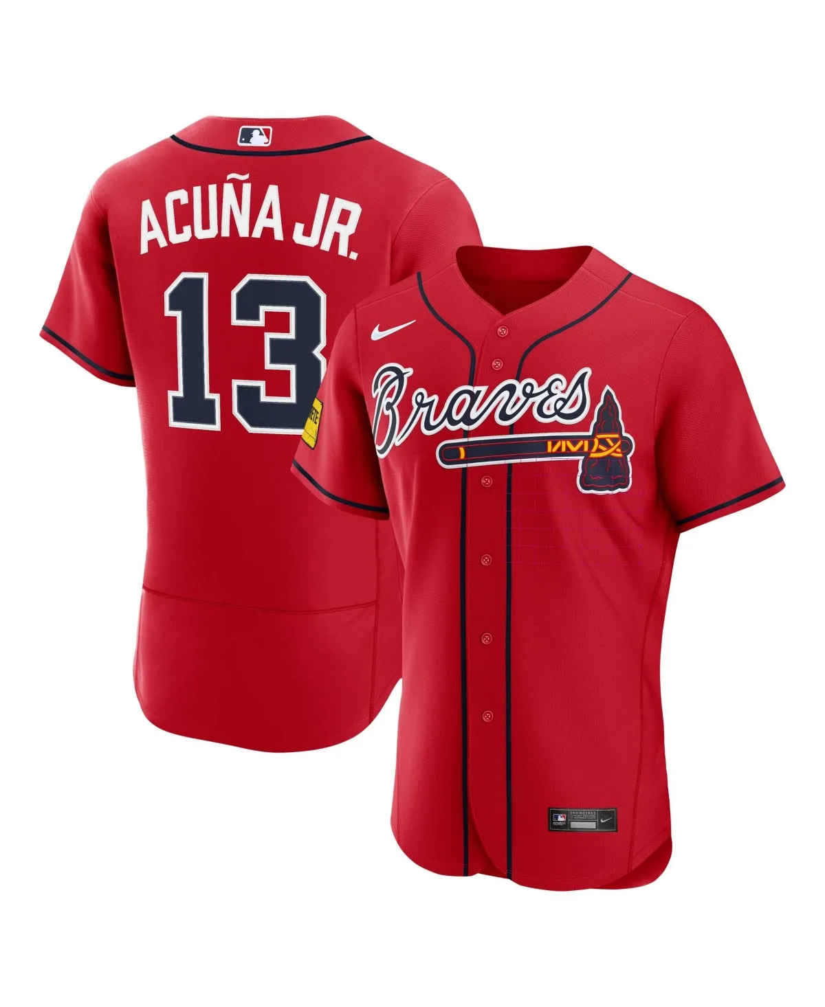Ronald Acuna Jr. Atlanta Braves Alternate Authentic Sponsor Patch Jersey by Nike