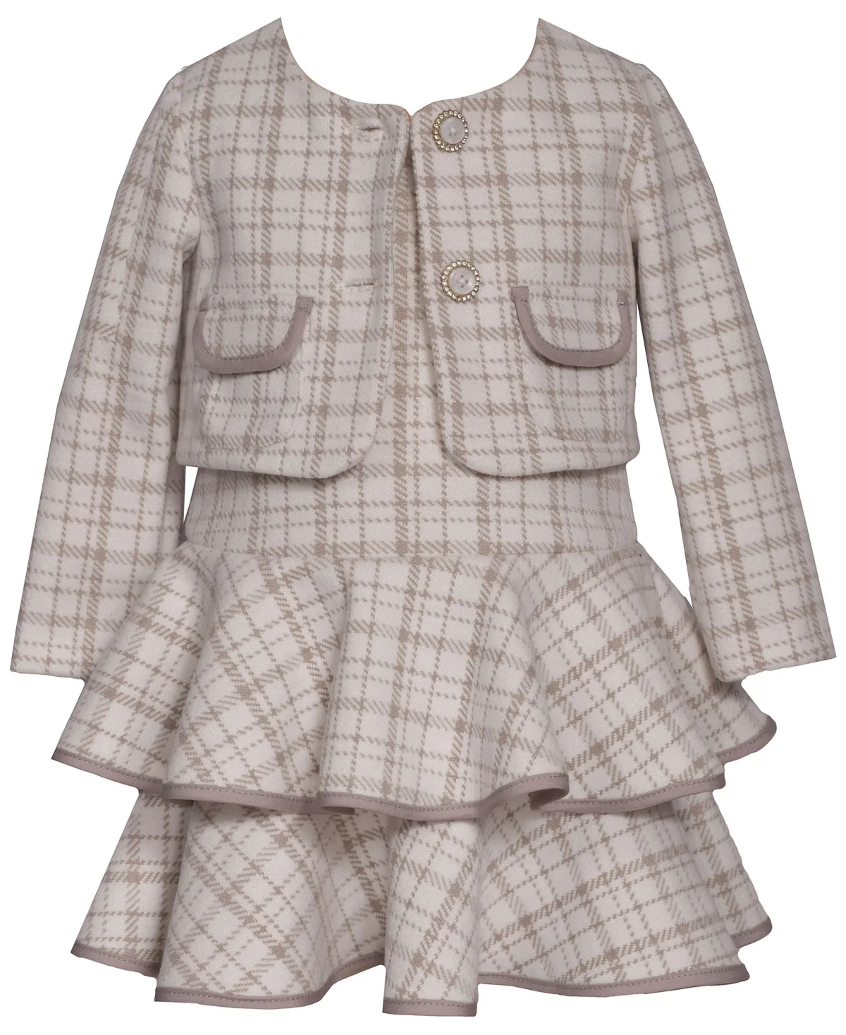 Plaid Tiered Dress and Cardigan 2-Piece Set by Bonnie Baby