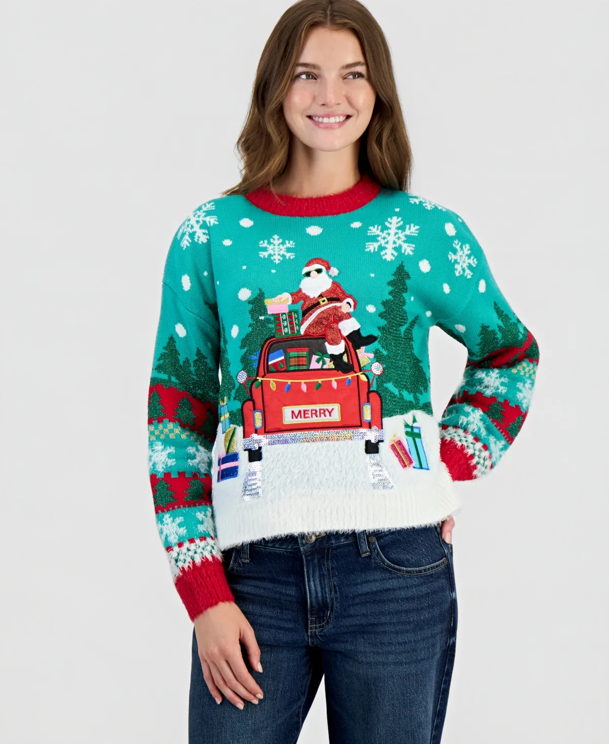Santa Merry Holiday Christmas Sweater by Hooked Up by Iot
