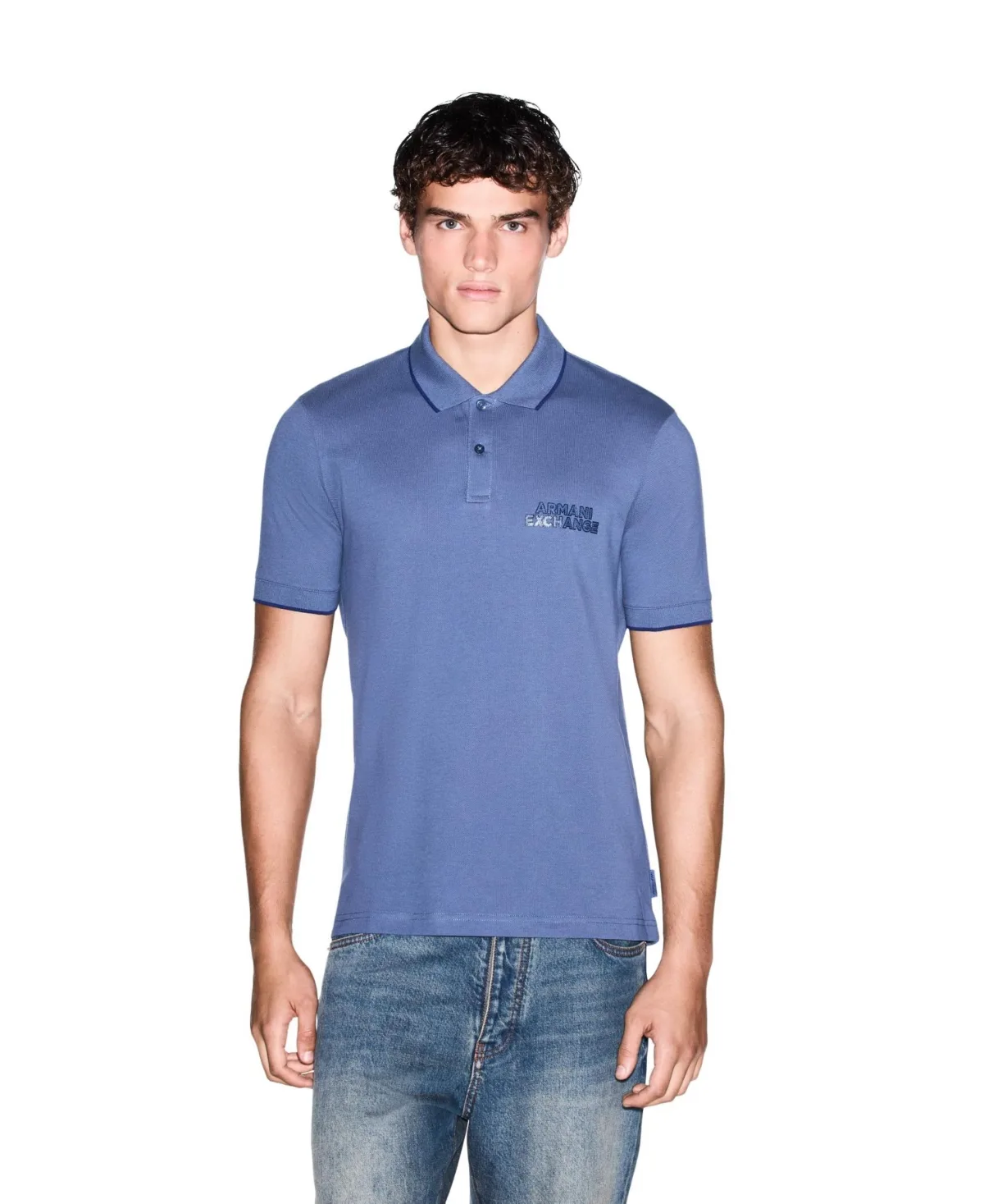A - x Armani Exchange Statement Logo Classic-Fit Polo Shirt by Armani