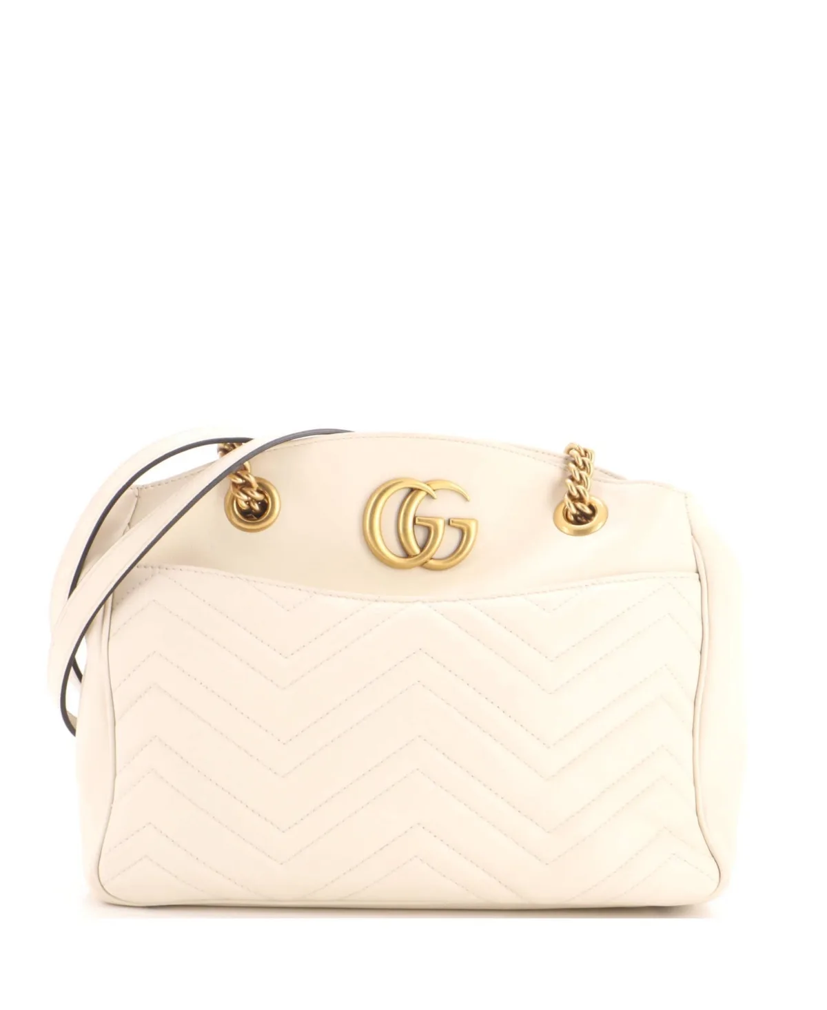 Pre-Owned Gucci Medium Gg Marmont Chain Tote Matelasse Leather
