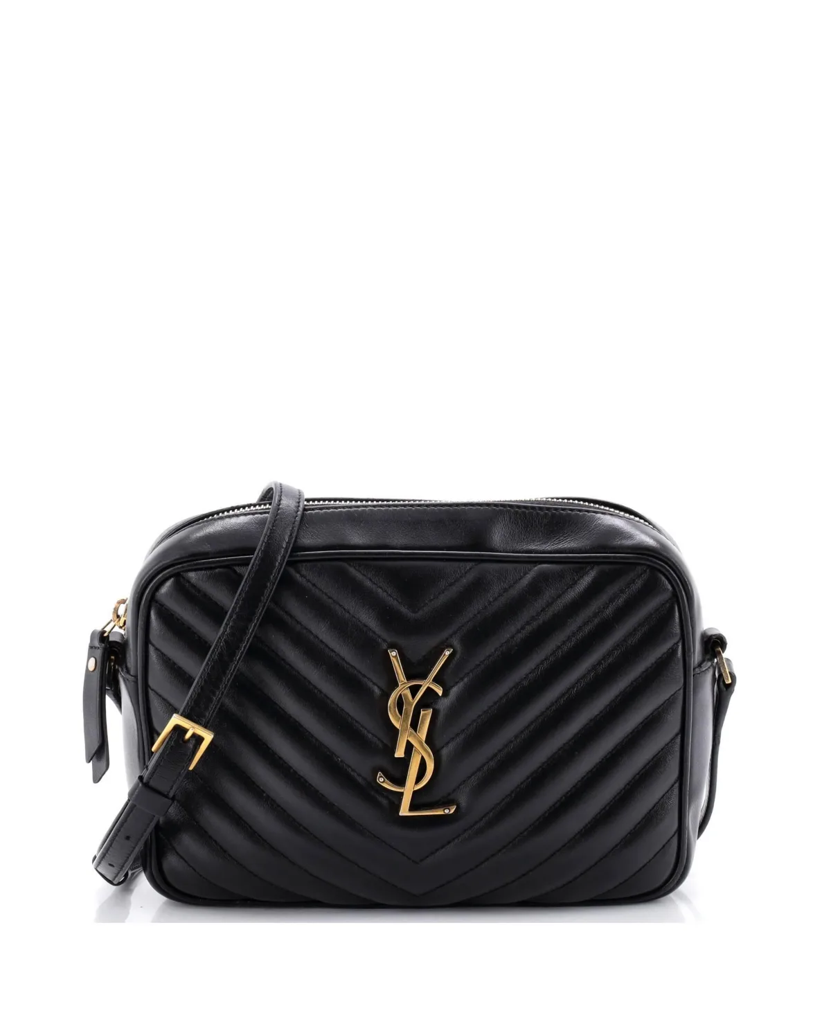 Pre-Owned Saint Laurent Small Lou Crossbody Chevron Leather Camera Bag