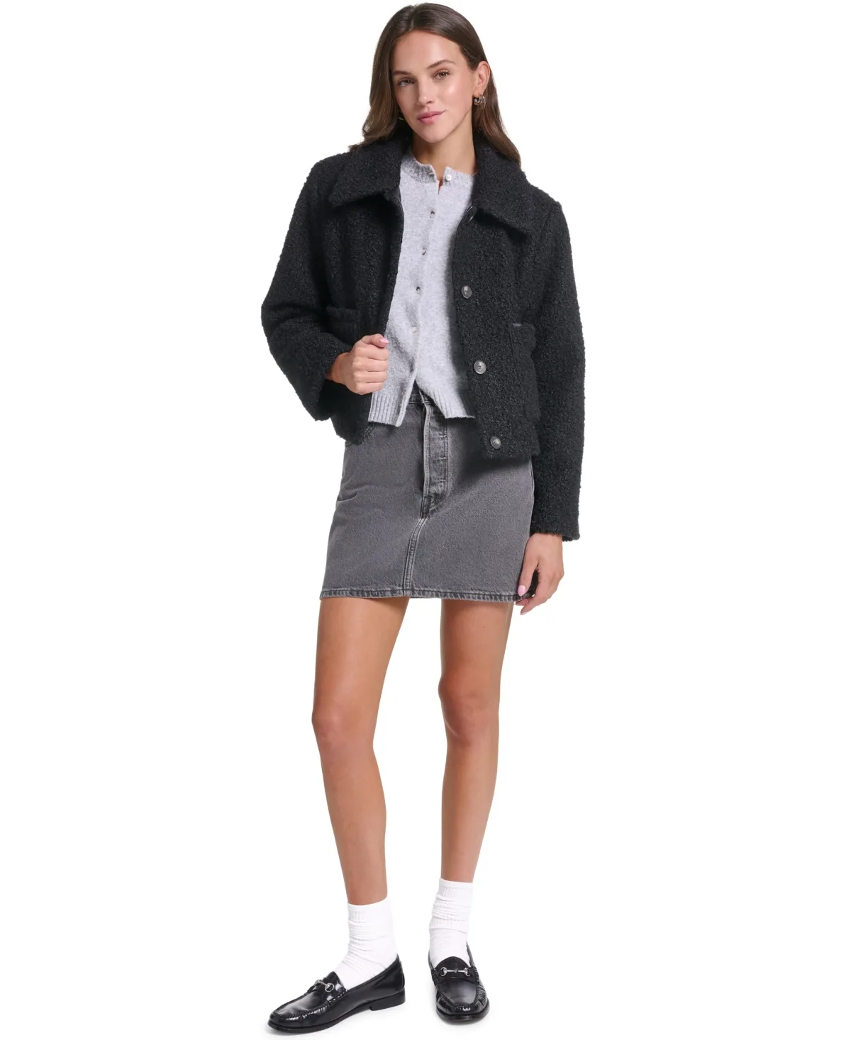 Laydown Collar Cropped Boucle Work Jacket by Levi's