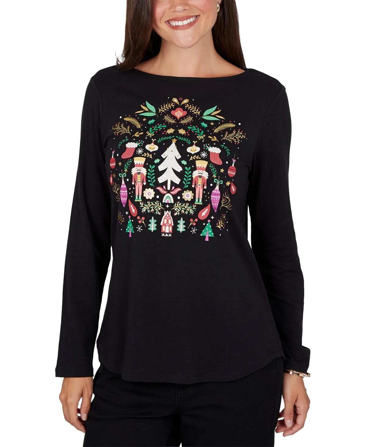 Nutcracker Long-Sleeve Boat Neck T-Shirt by Ruby Rd