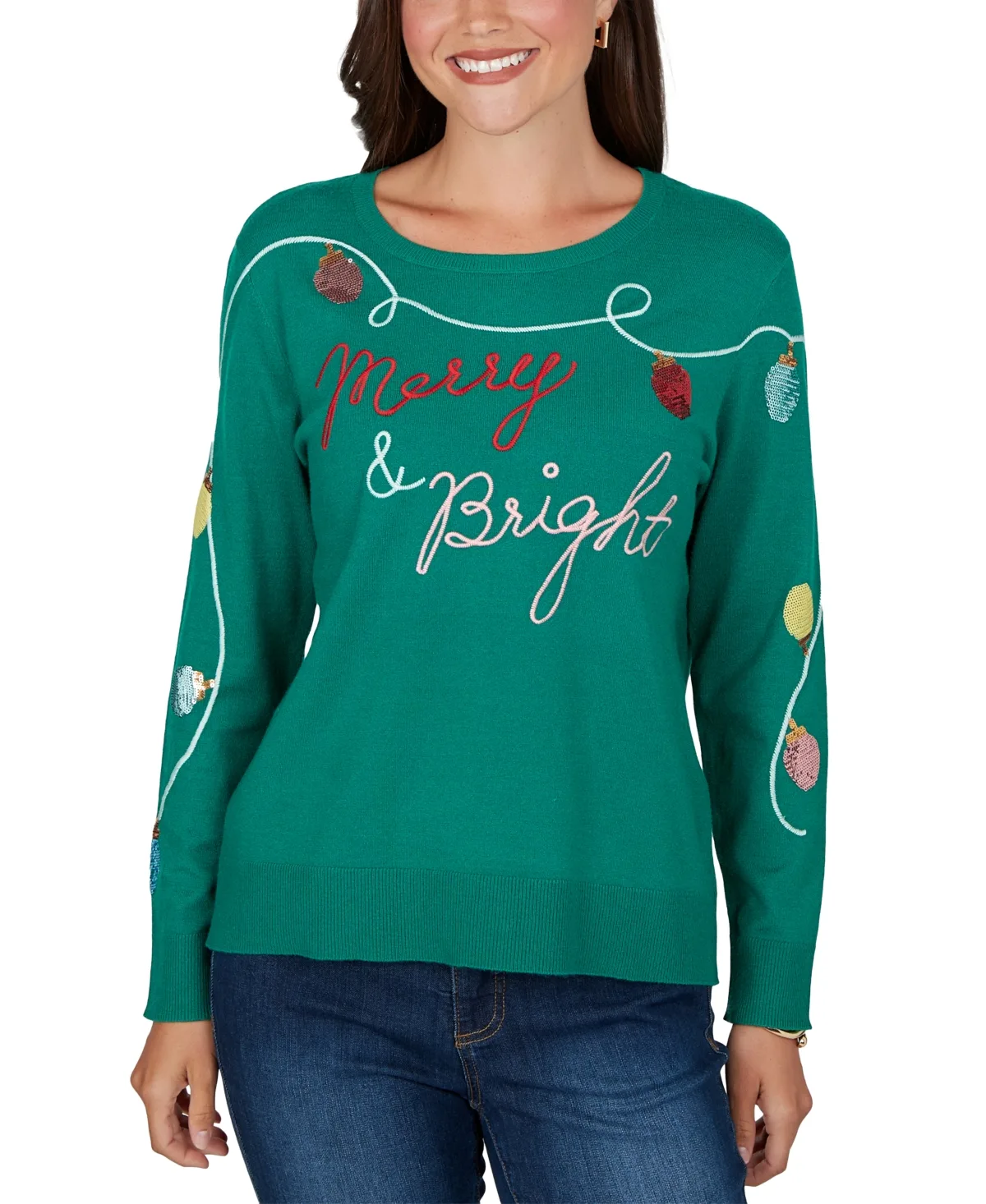 Merry Sequin Crewneck Long-Sleeve Pullover by Ruby Rd
