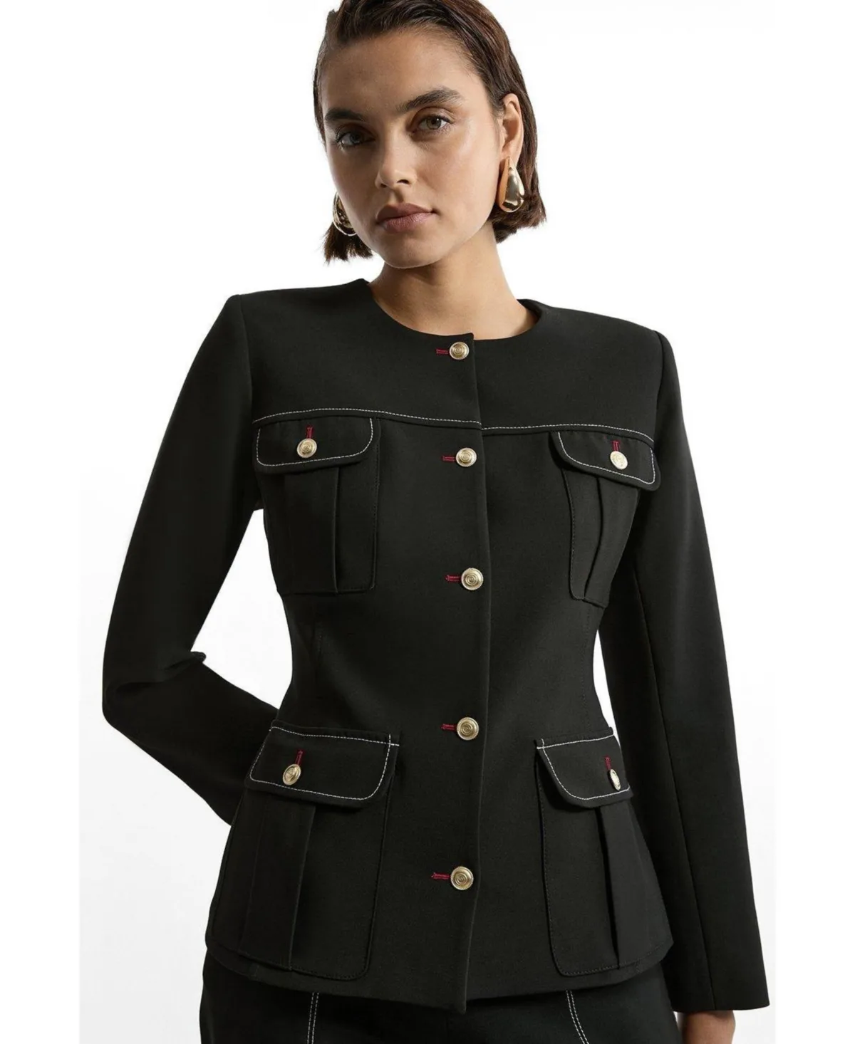 Tailored Round Neck Long Sleeve Jacket by Karen Millen