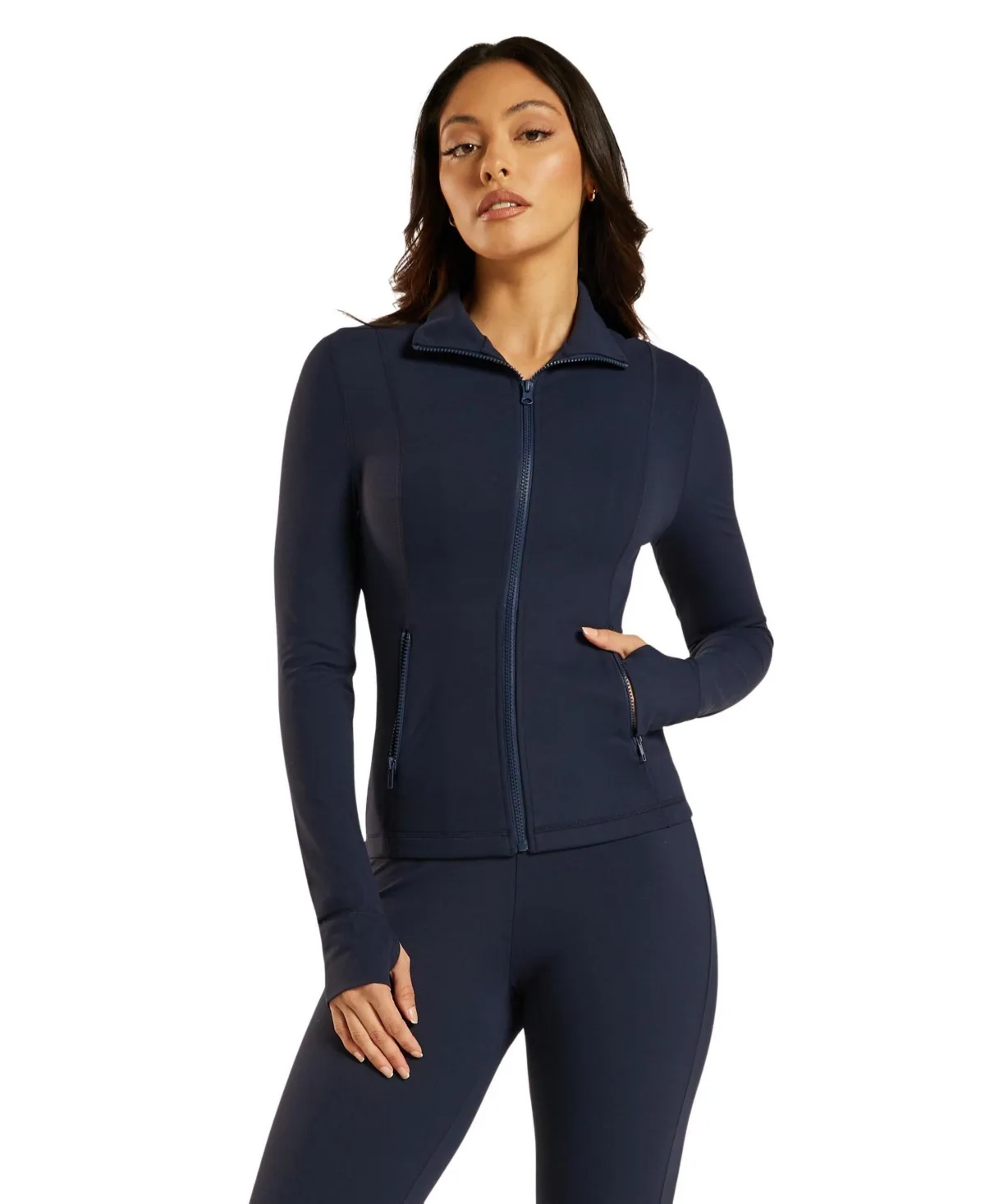 Fitted Cinched-Waist Be 180 Zip-Up Jacket by Be Athletica