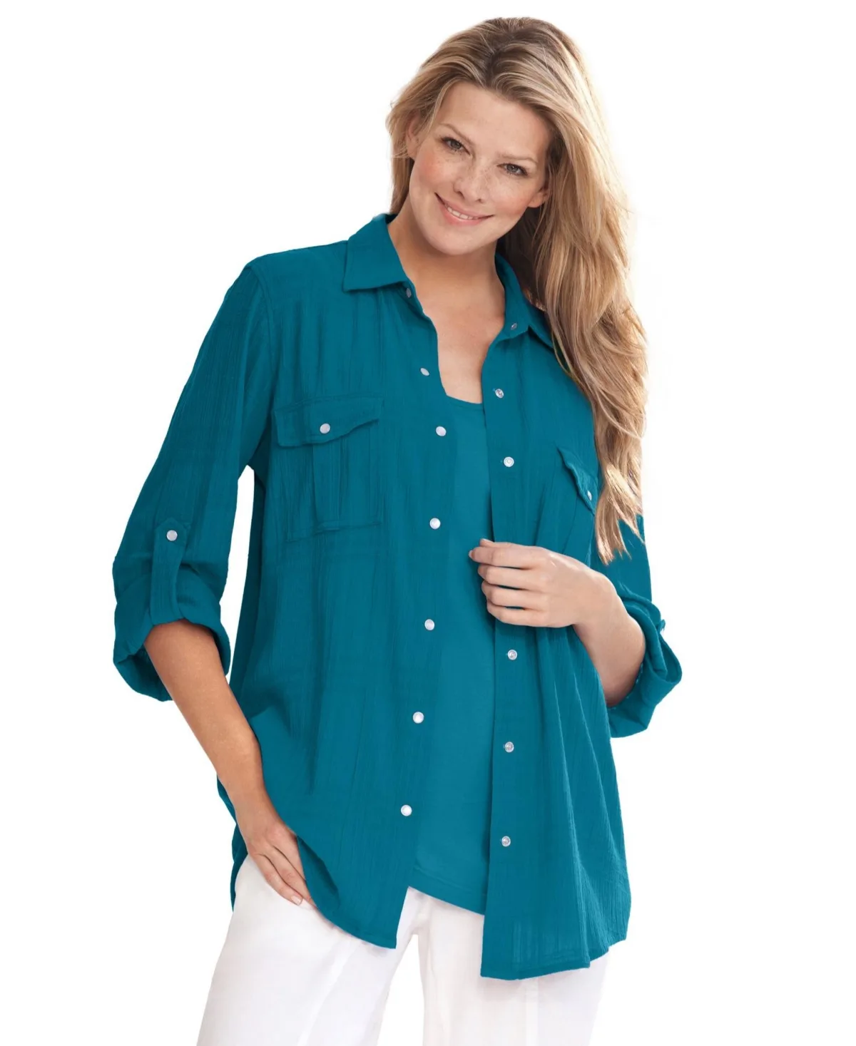 Cotton Gauze Bigshirt by Woman Within