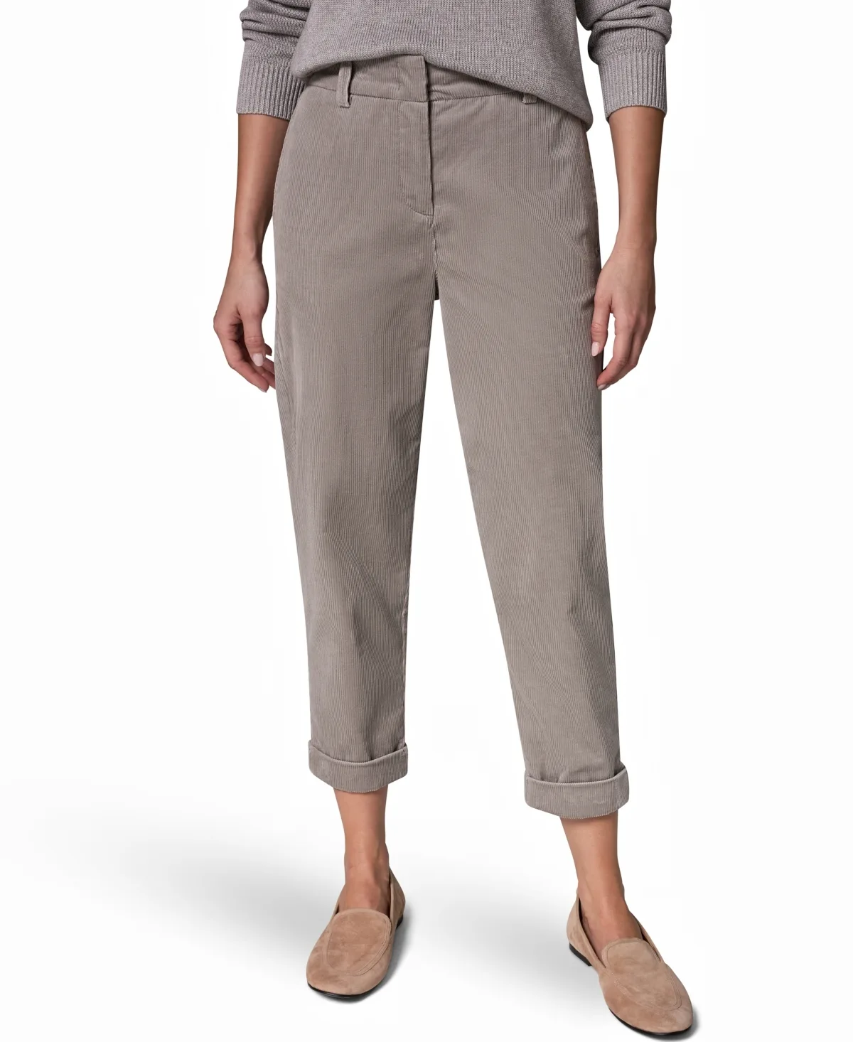 Mid-Rise Cuffed Corduroy Pants by Donna Karan Weekend