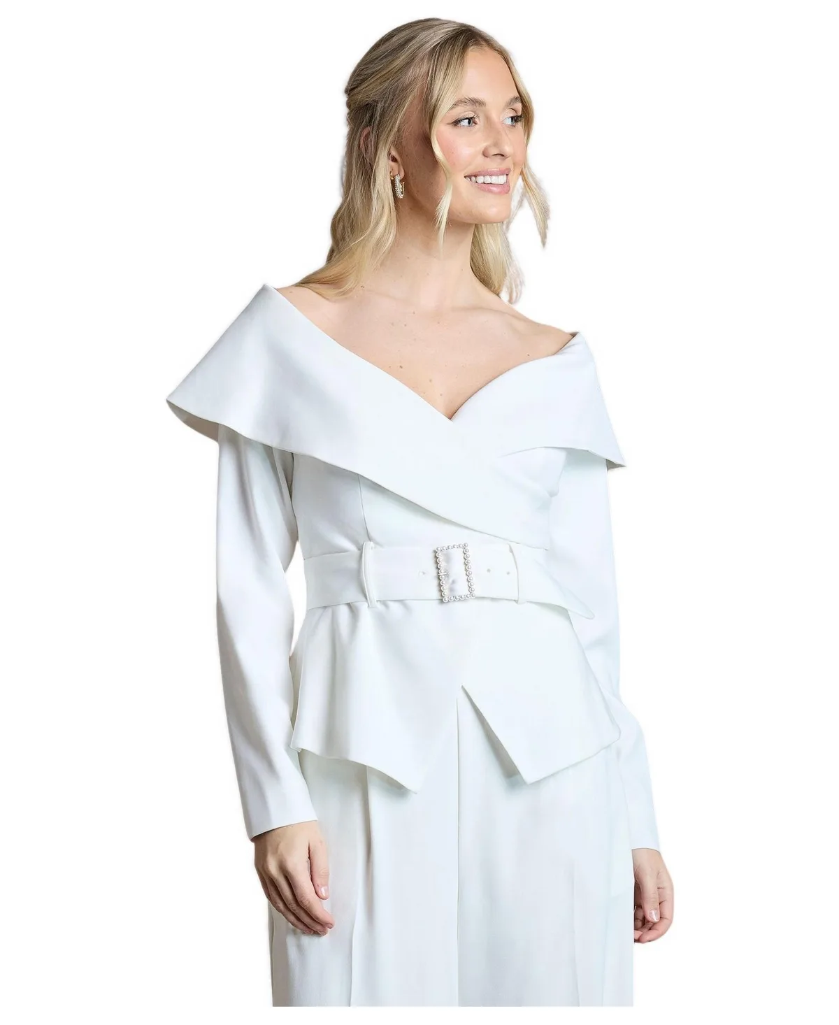 Off-the-Shoulder Long-Sleeve Belted Top by Coast