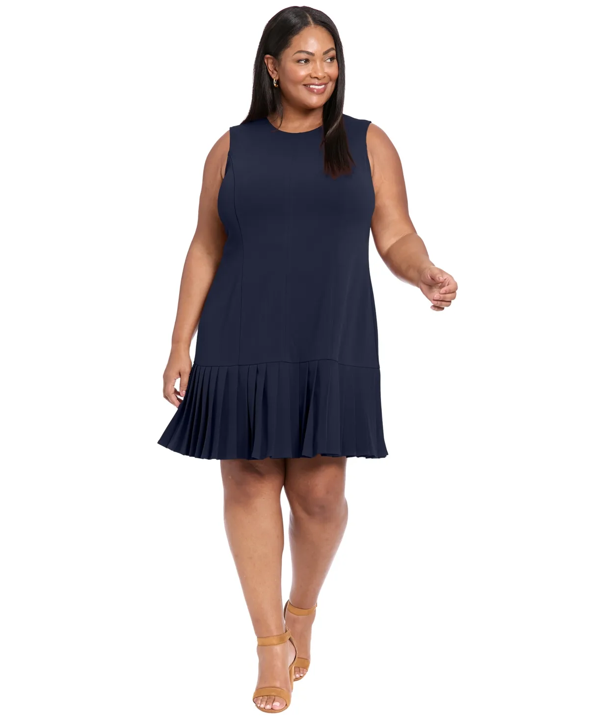 Sleeveless Fit & Flare Scuba Crepe Dress