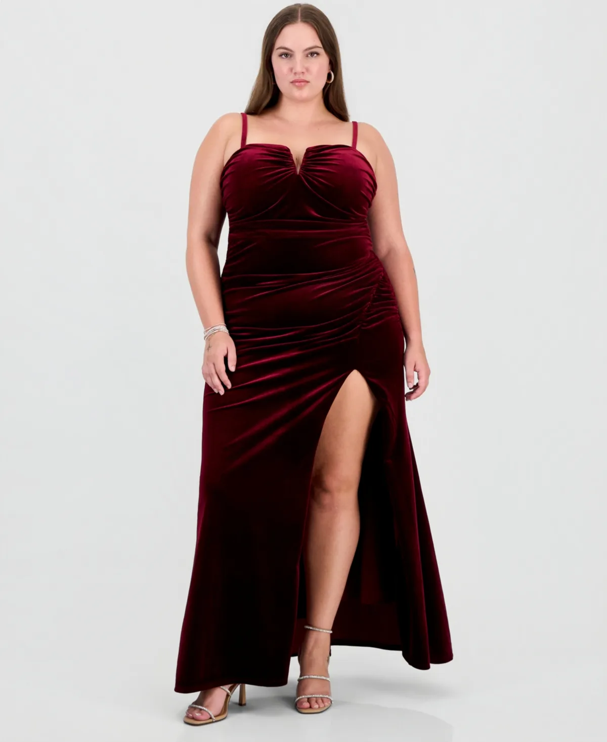 Velvet Ruched Sweetheart Neckline Gown by City Studios