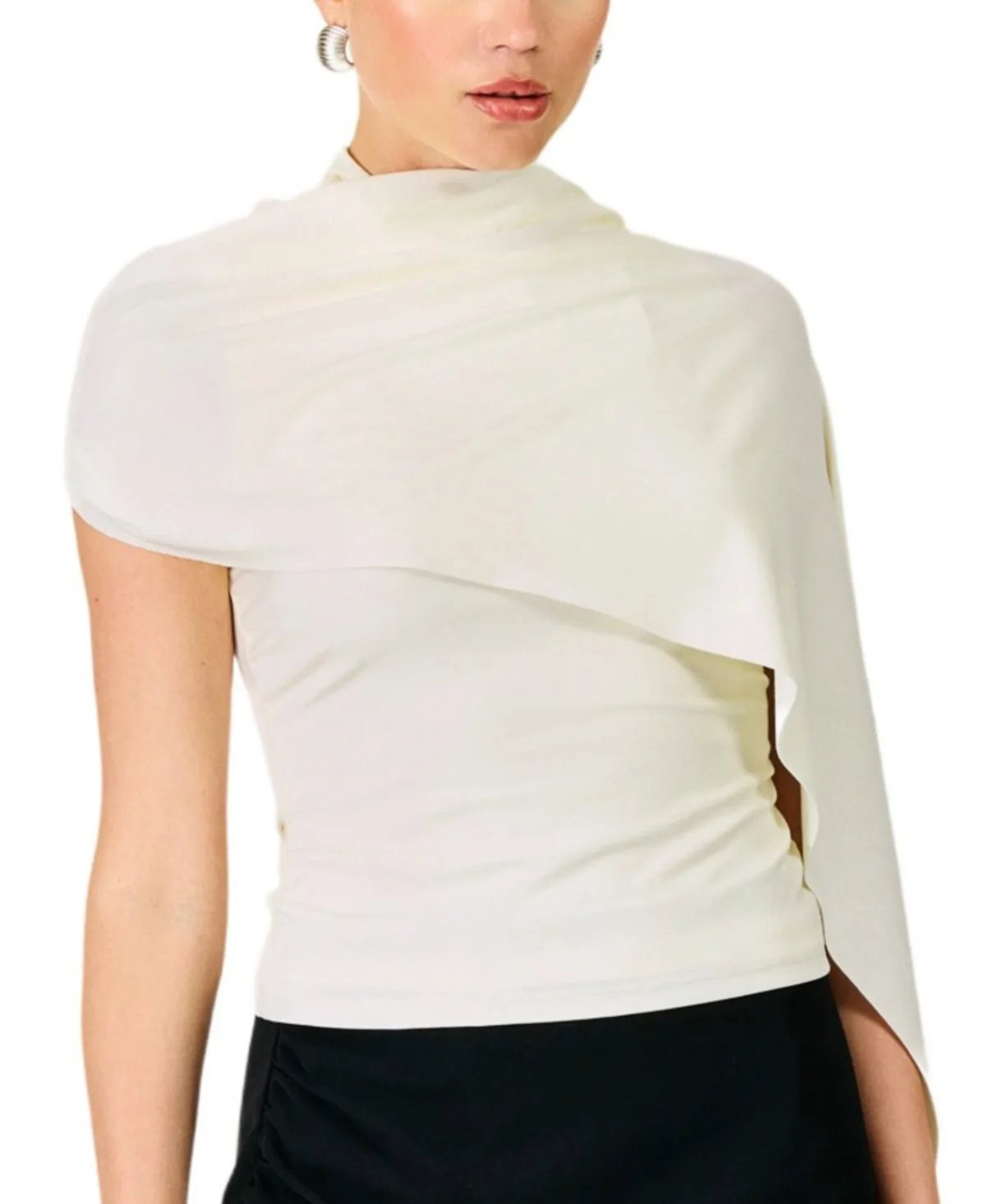 Arabella High-Neck Cape-Sleeve Top by Line & Dot
