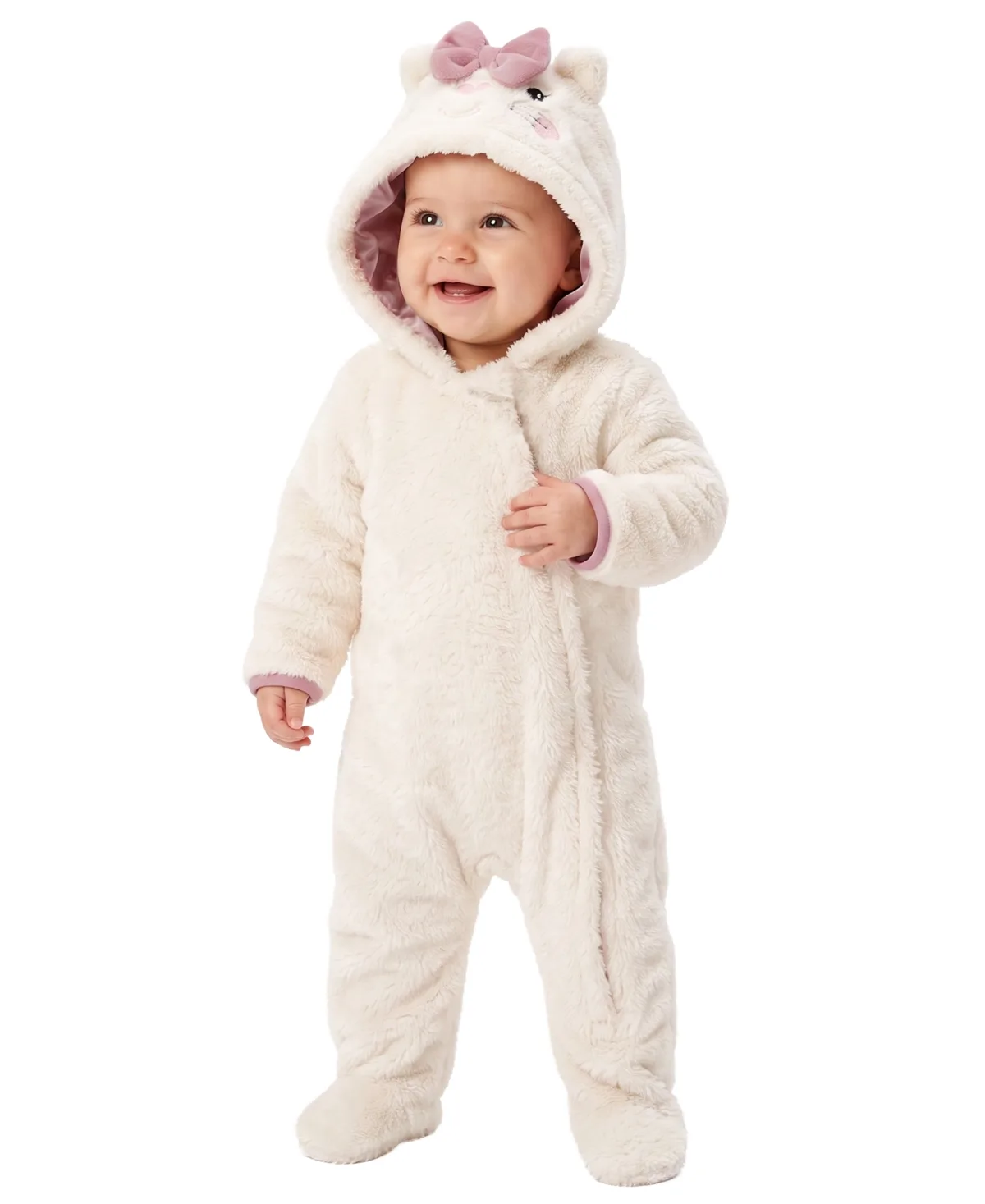 Cat Sherpa Hooded Zipper-Closure Footie by Baby Essentials