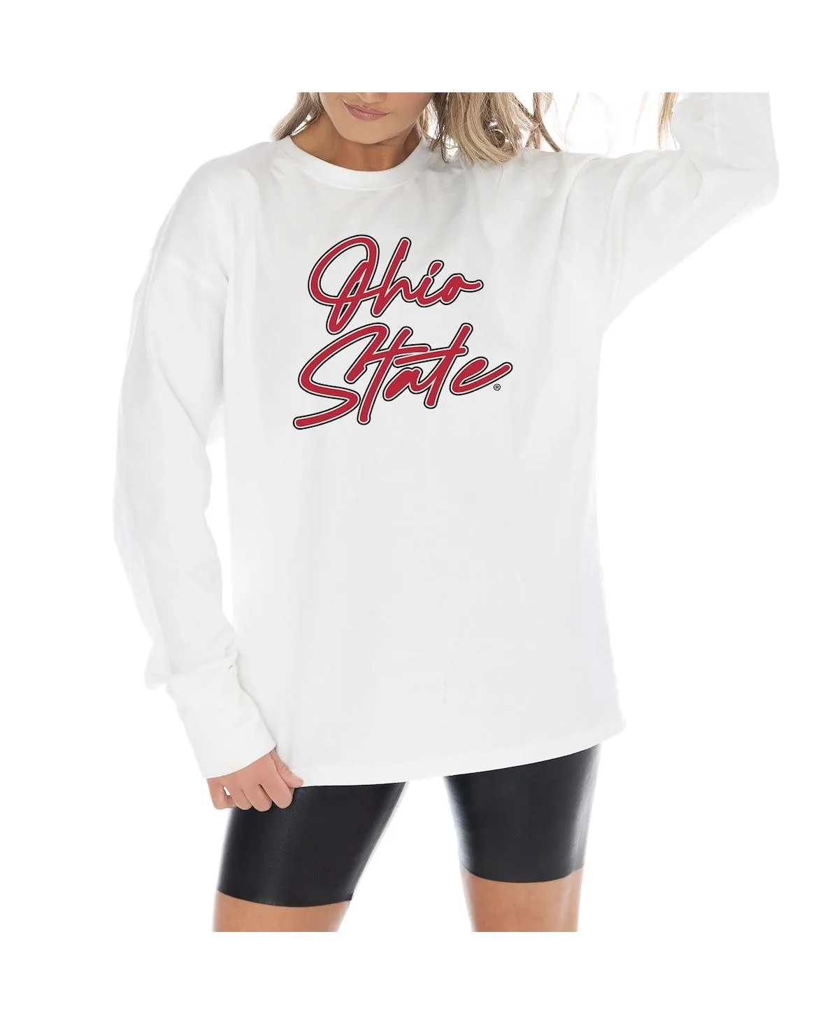 Ohio State Buckeyes Midweight Oversized Long Sleeve T-Shirt by Gameday Couture