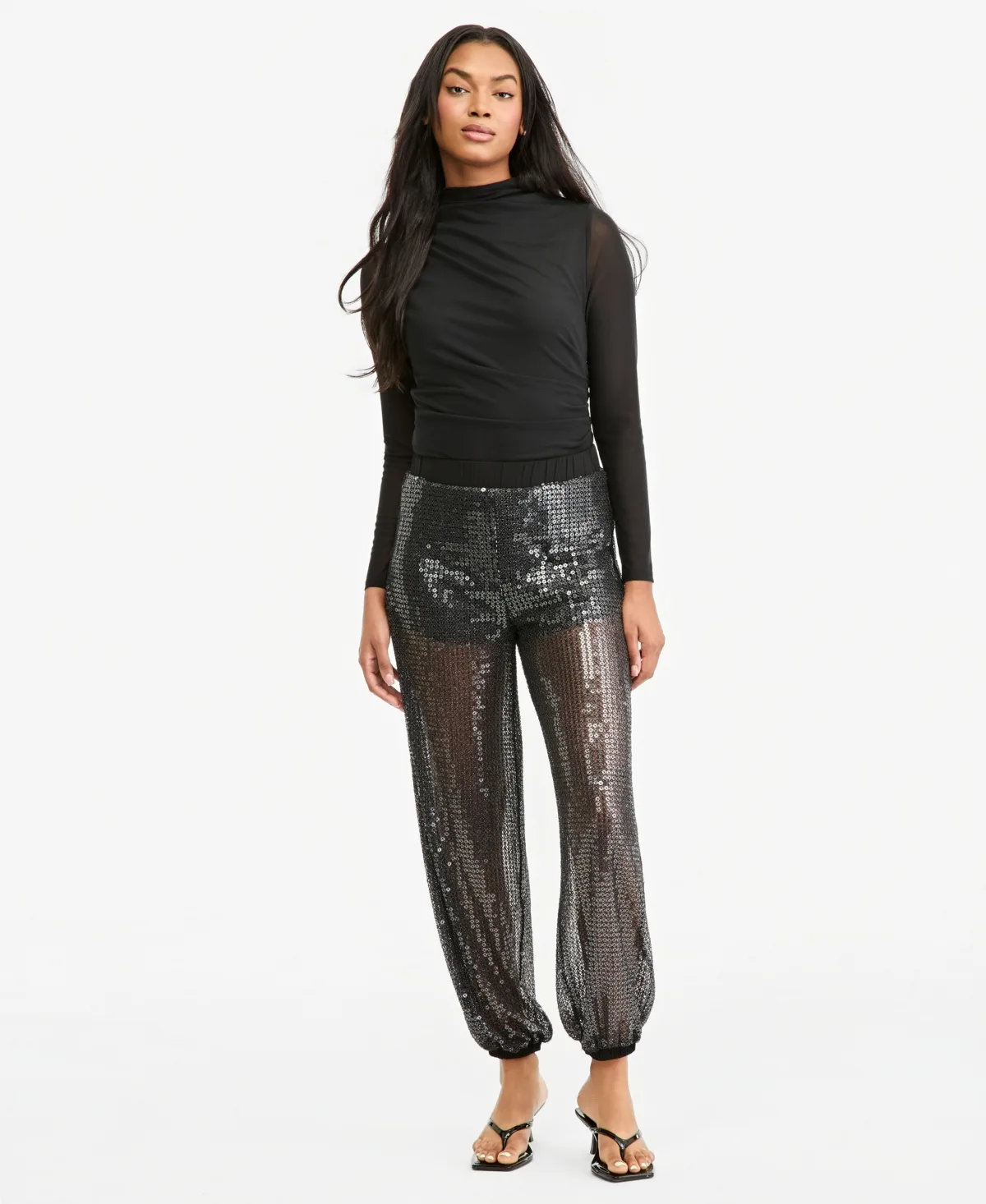 Sequin High-Rise Pull-On Balloon Pants by Bar III
