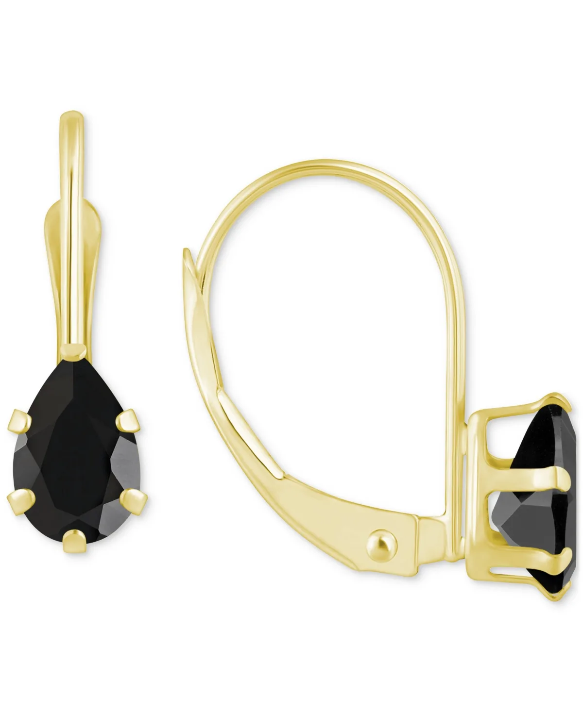 Onyx Pear-Cut Solitaire Leverback Earrings in 10k Gold by Macy's
