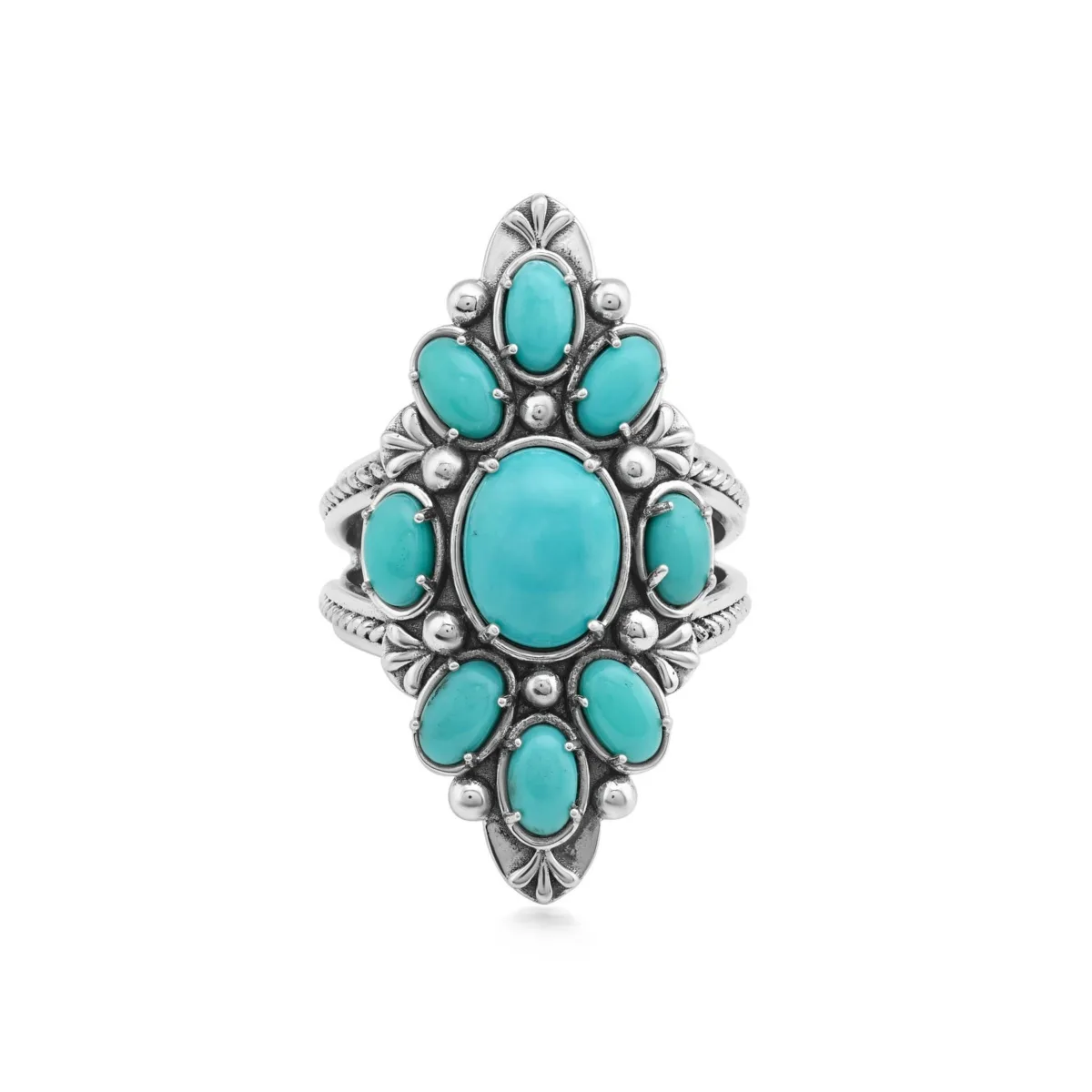Marquise-Shaped Cluster Ring in Sterling Silver by American West Jewelry