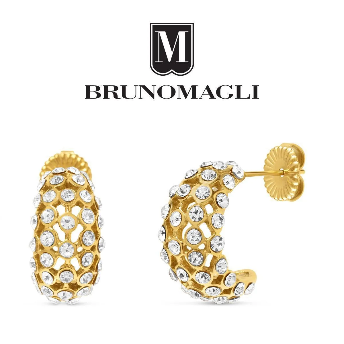 Crystal Gold-Tone Constanza Hoop Earrings by Bruno Magli