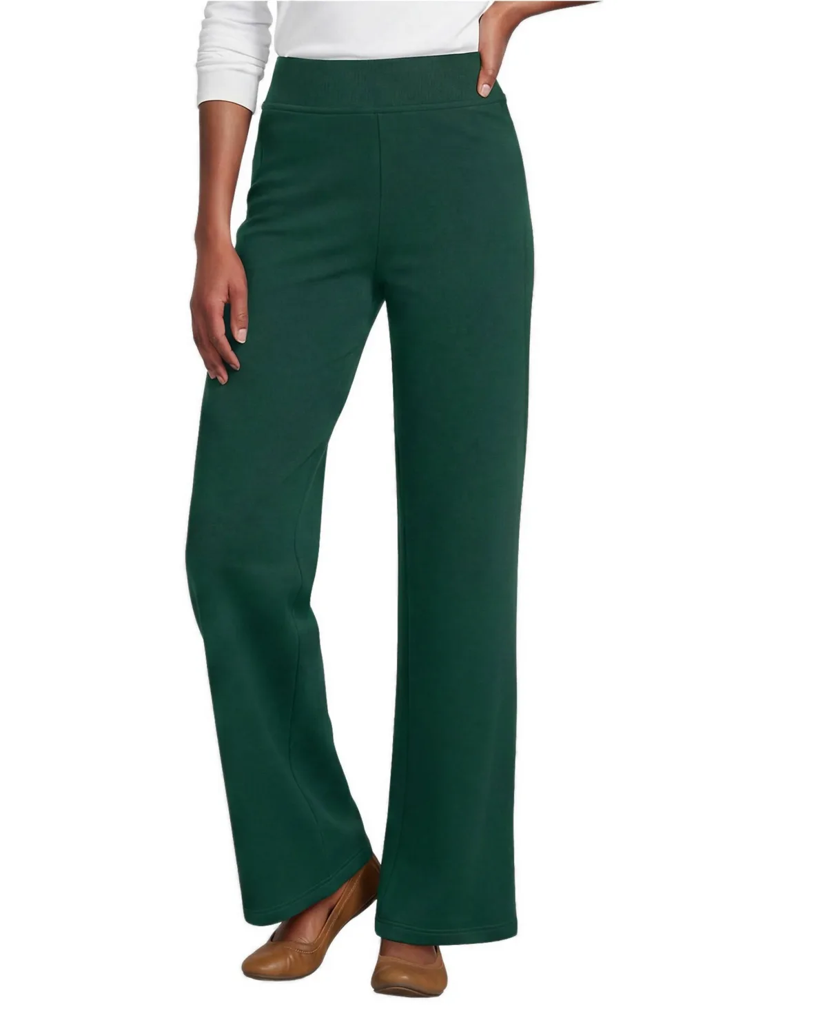 Serious Sweats High Rise Fleece Lined Straight Leg Pants by Lands' End