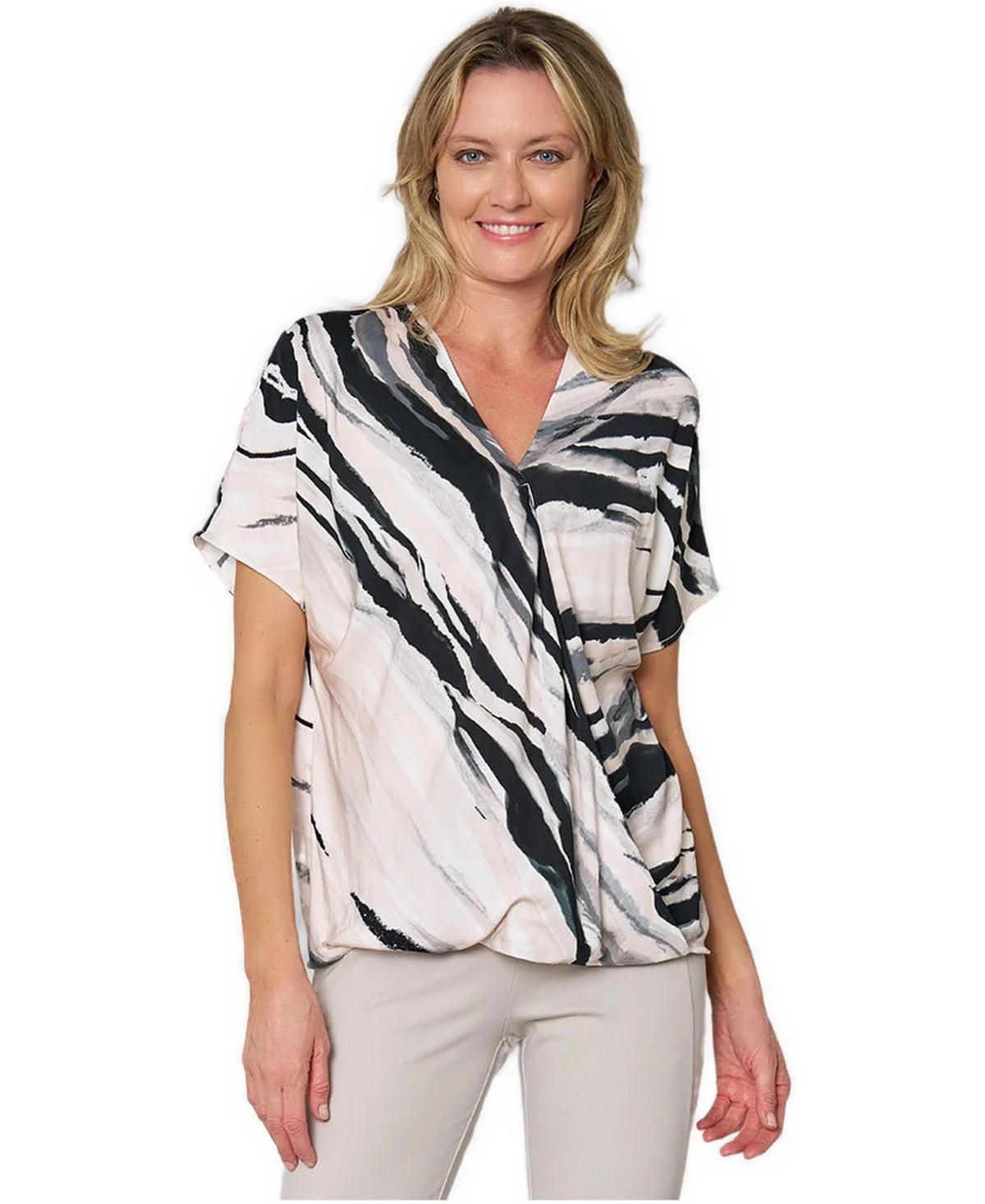 V-Neck EcoVero Cross Front Blouse by Stella Carakasi