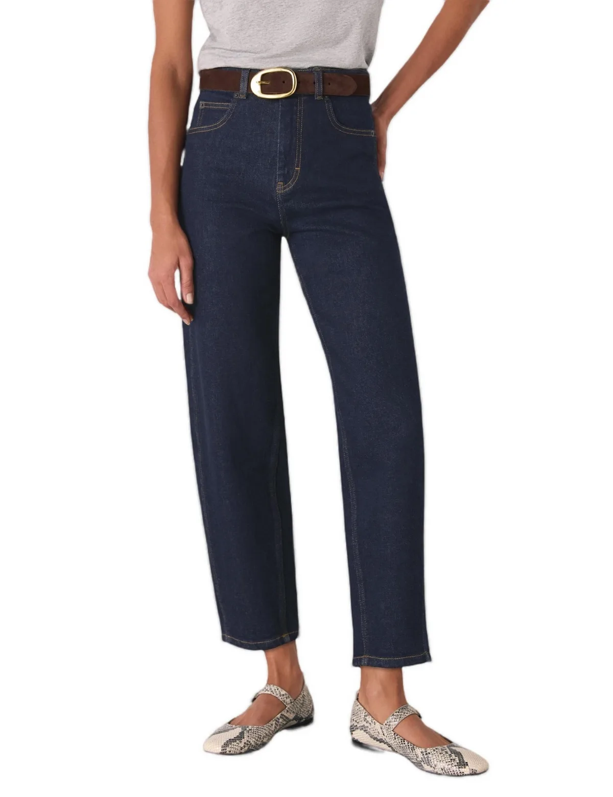 High-Waisted Barrel-Leg Stretch Jeans by Whistles