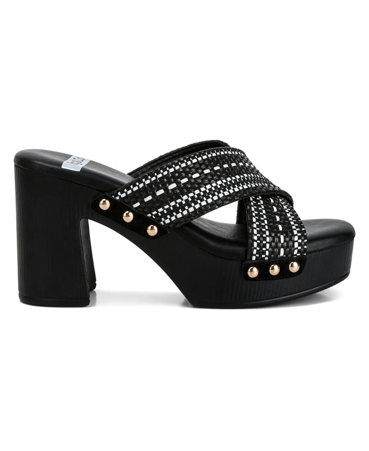 Finley Raffia High Block Heel Mules by Rag & Co
