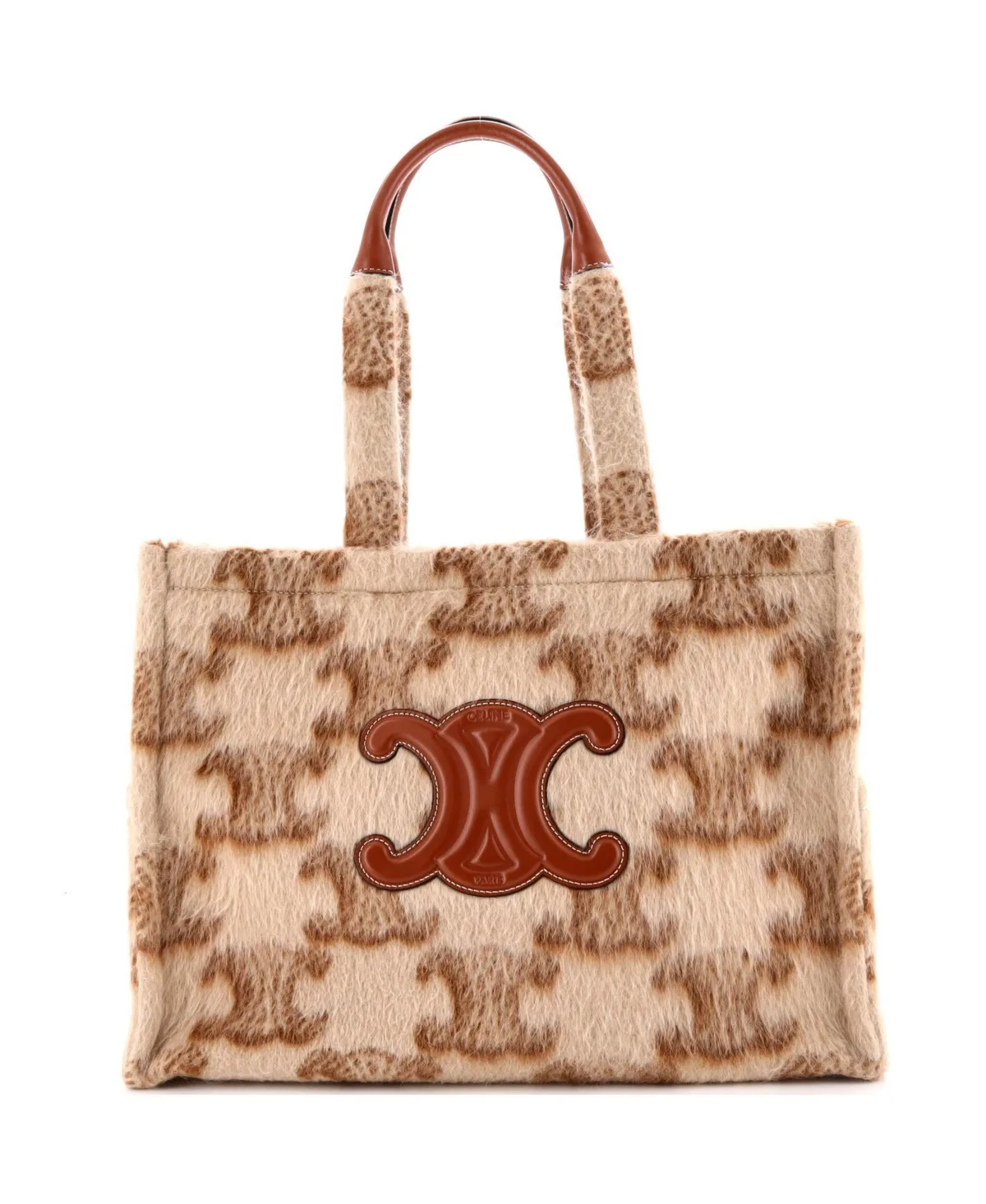 Pre-Owned Large Cabas Thais Tote Triomphe Wool by Celine
