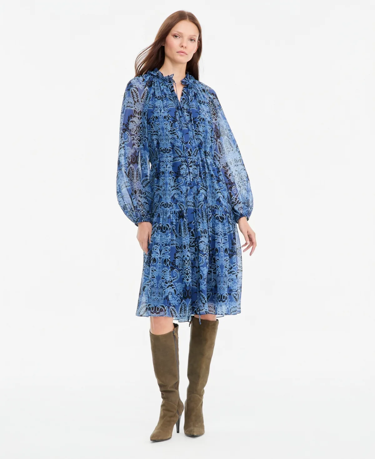 Alli Long-Sleeve Tiered Ruffle Dress by Kobi Halperin