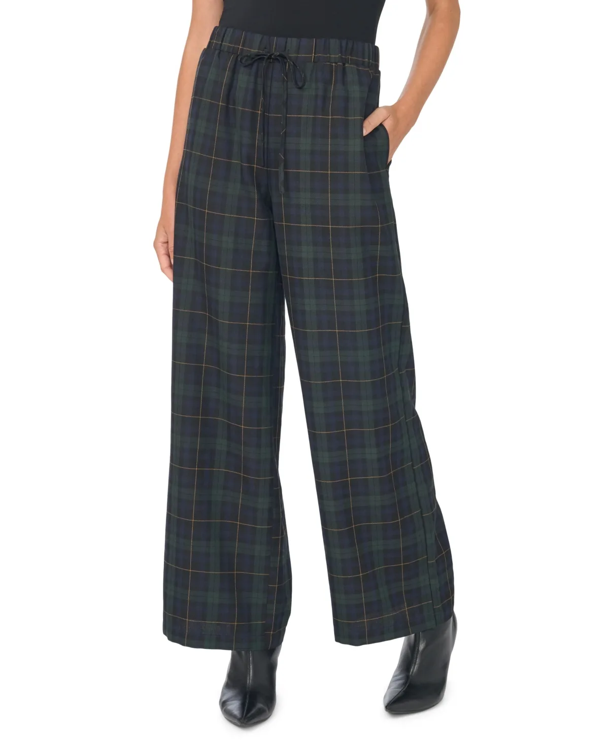 Relaxed Plaid Wide-Leg Pants by Vince Camuto