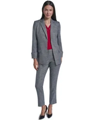 Print Notch Collar Flap Pocket Blazer High Rise Tapered Ankle Pants by Calvin Klein